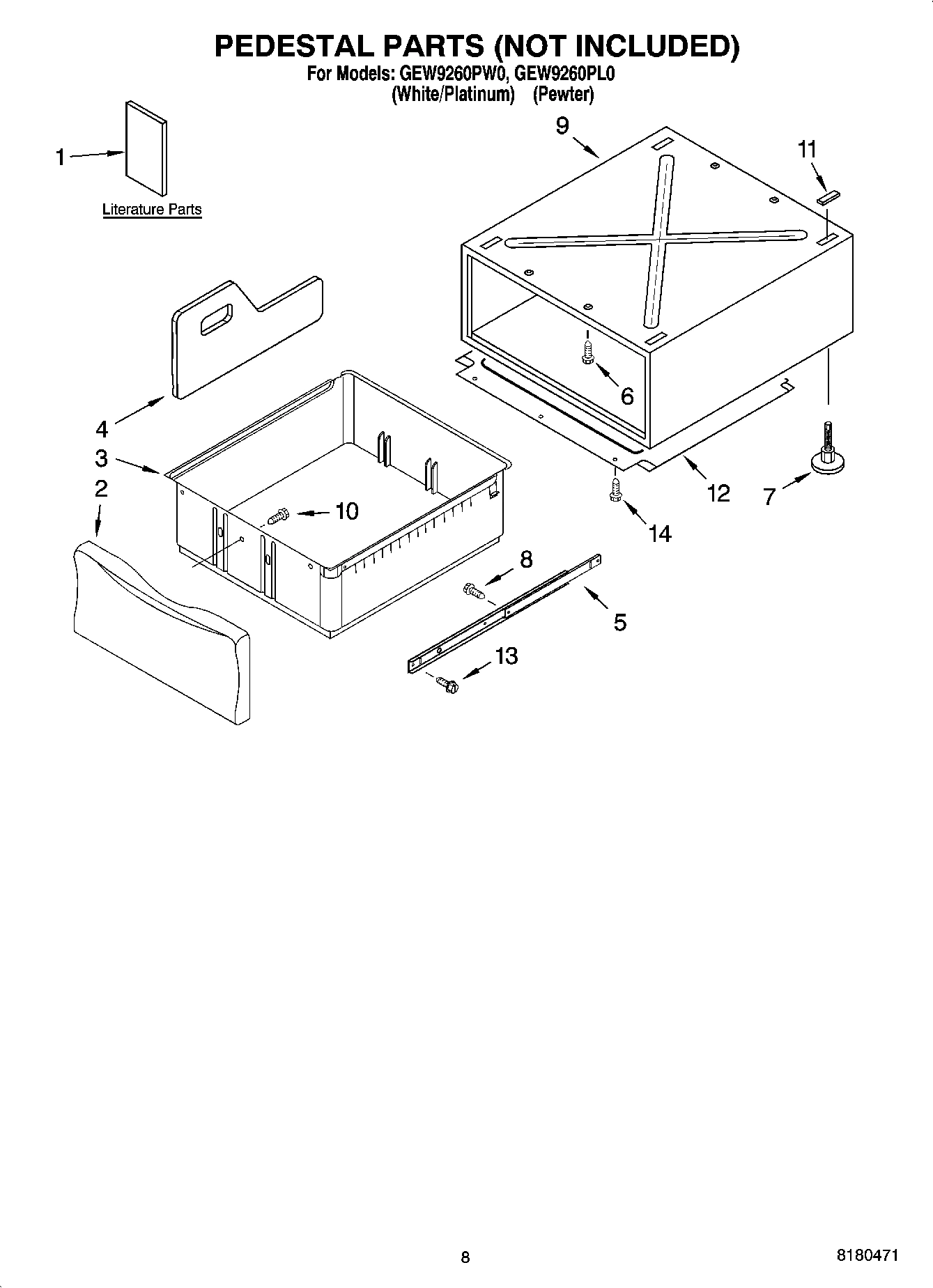 05 - PEDESTAL PARTS (NOT INCLUDED), OPTIONAL PARTS (NOT INCLUDED)