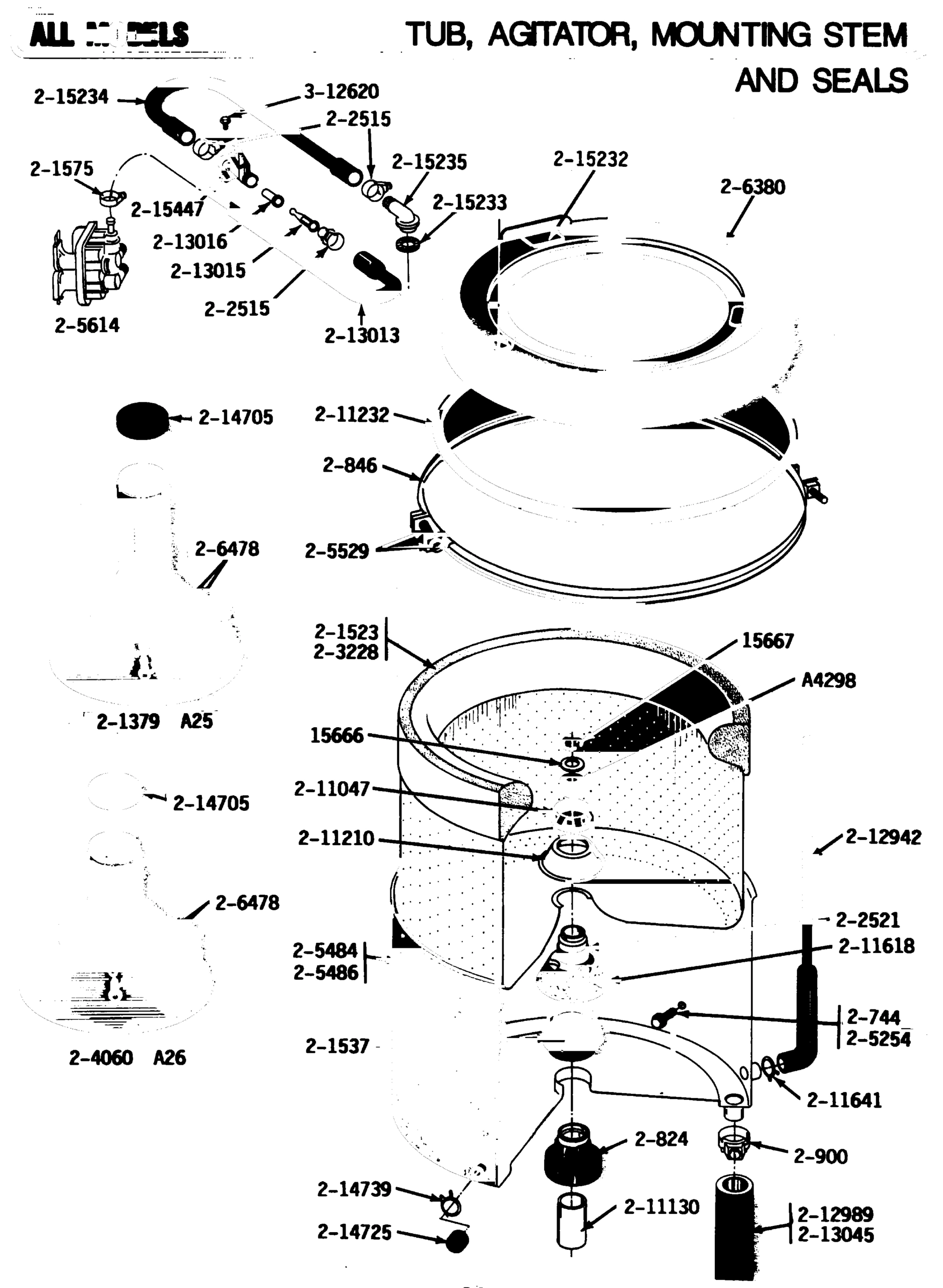 06 - TUB, AGITATOR, MOUNTING STEM & SEAL