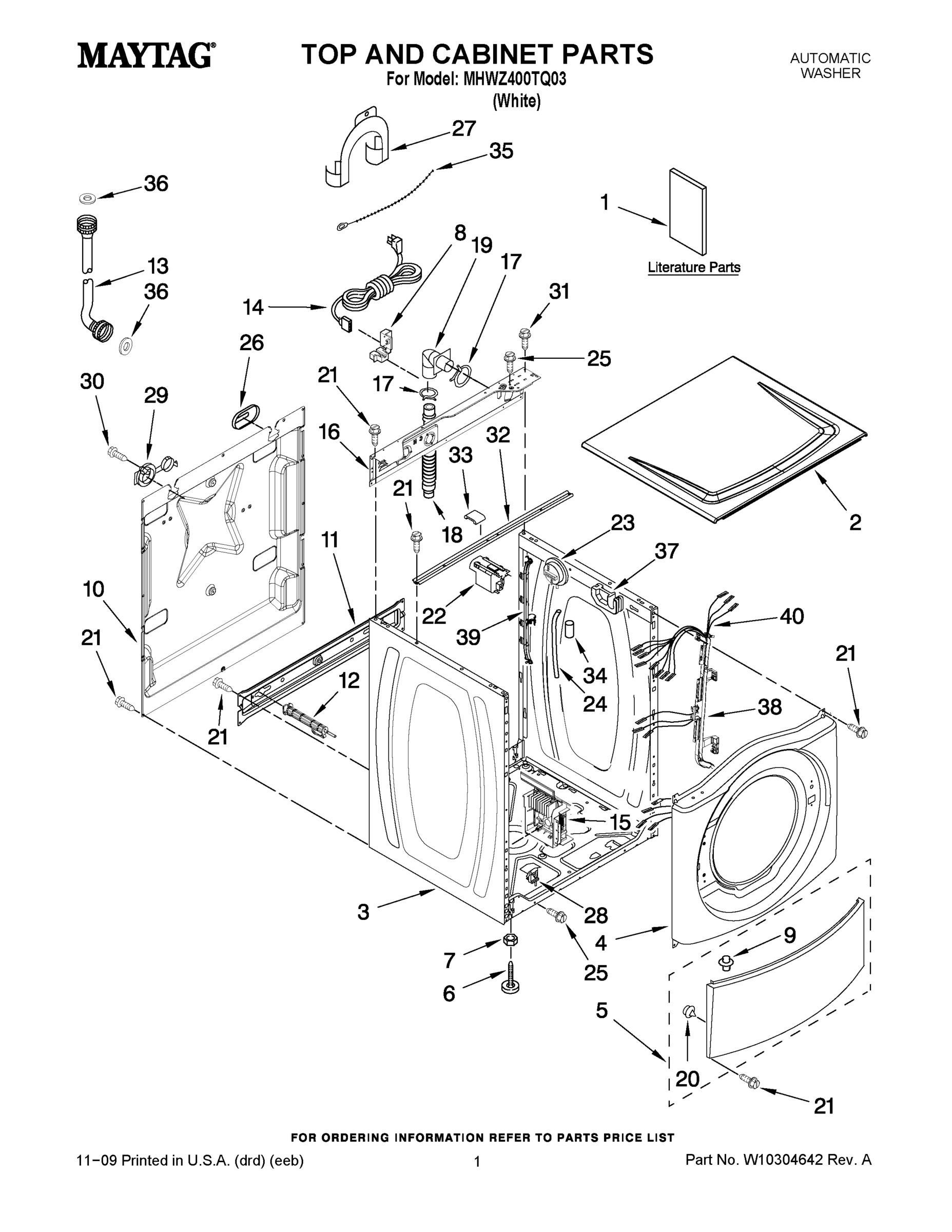 01 - TOP AND CABINET PARTS