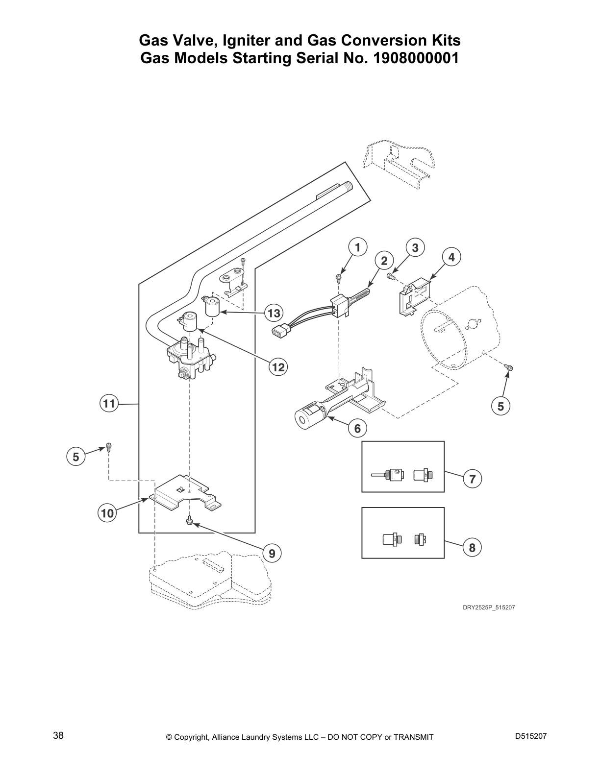 Gas Valve, Igniter and Gas Conversion Kits
Gas Models Starting Serial No. 1908000001