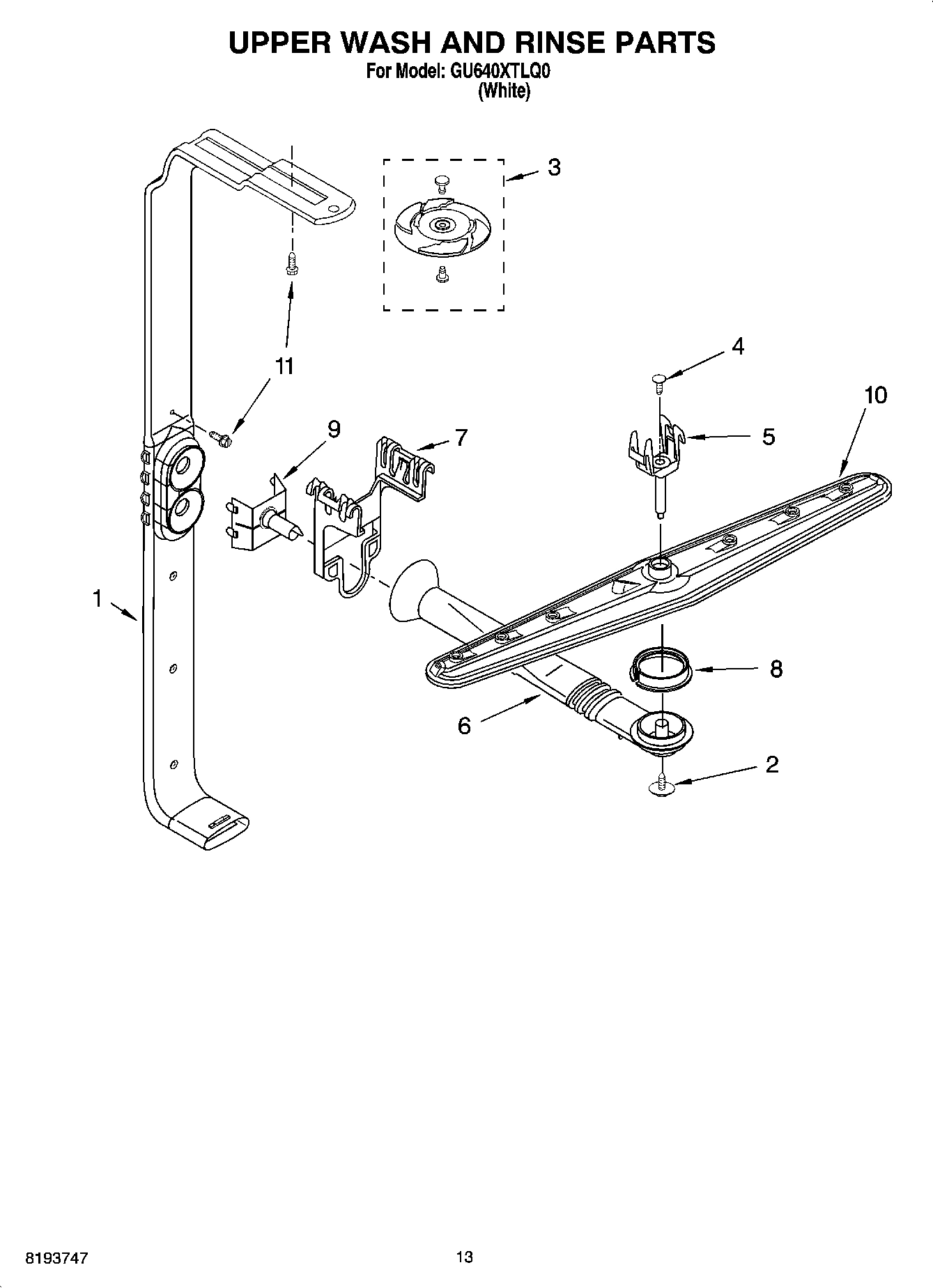 10 - UPPER WASH AND RINSE PARTS