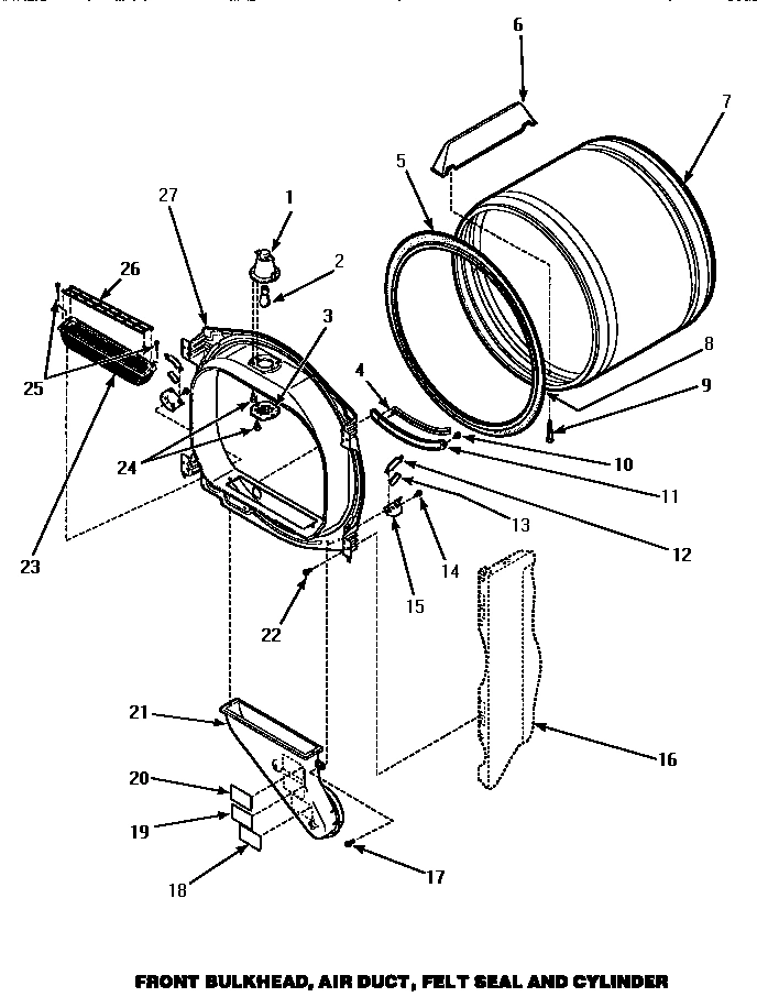 04 - FR BLKHD, AIR DUCT, FELT SEAL & CYLINDER