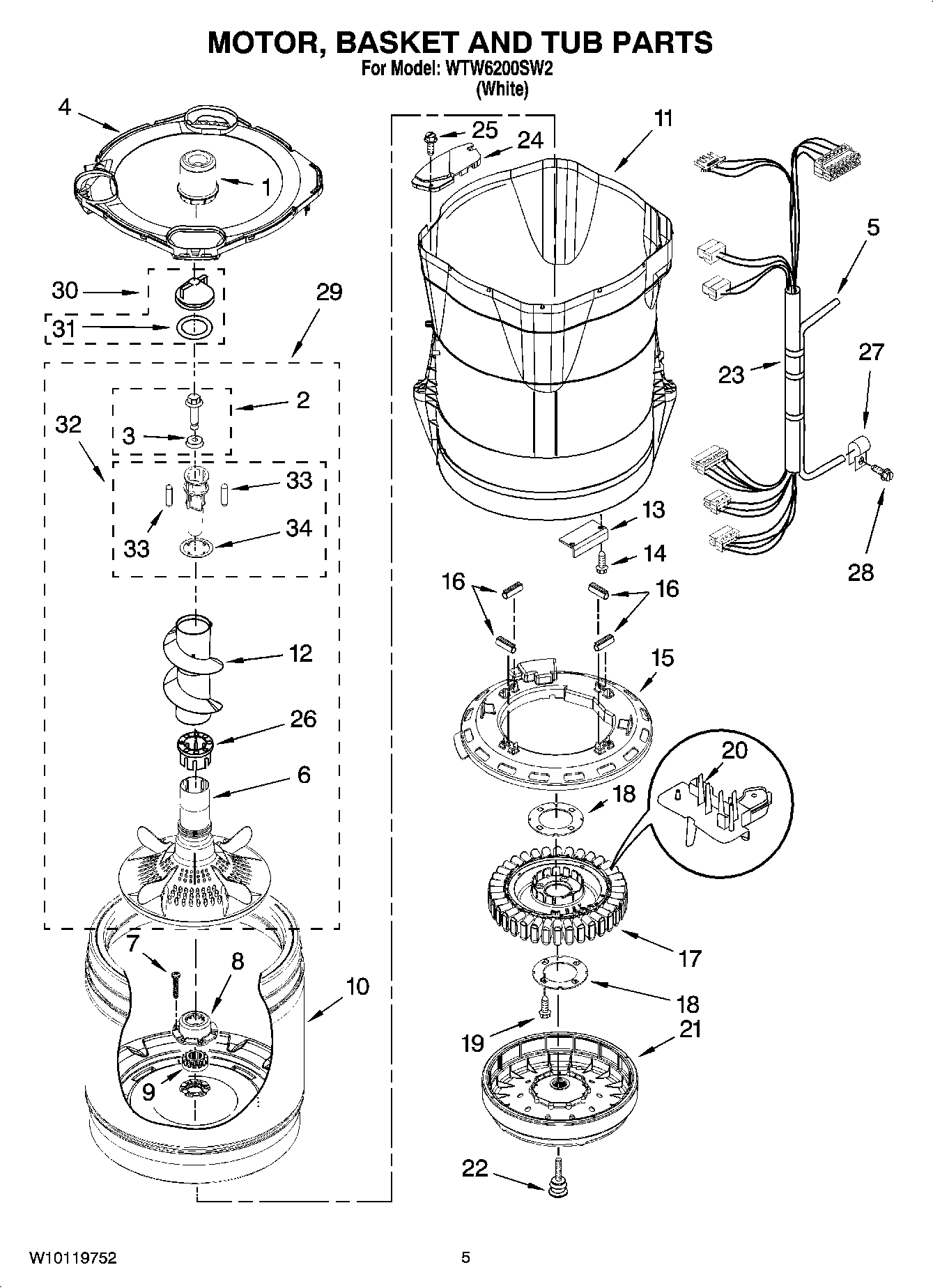 03 - MOTOR, BASKET AND TUB PARTS