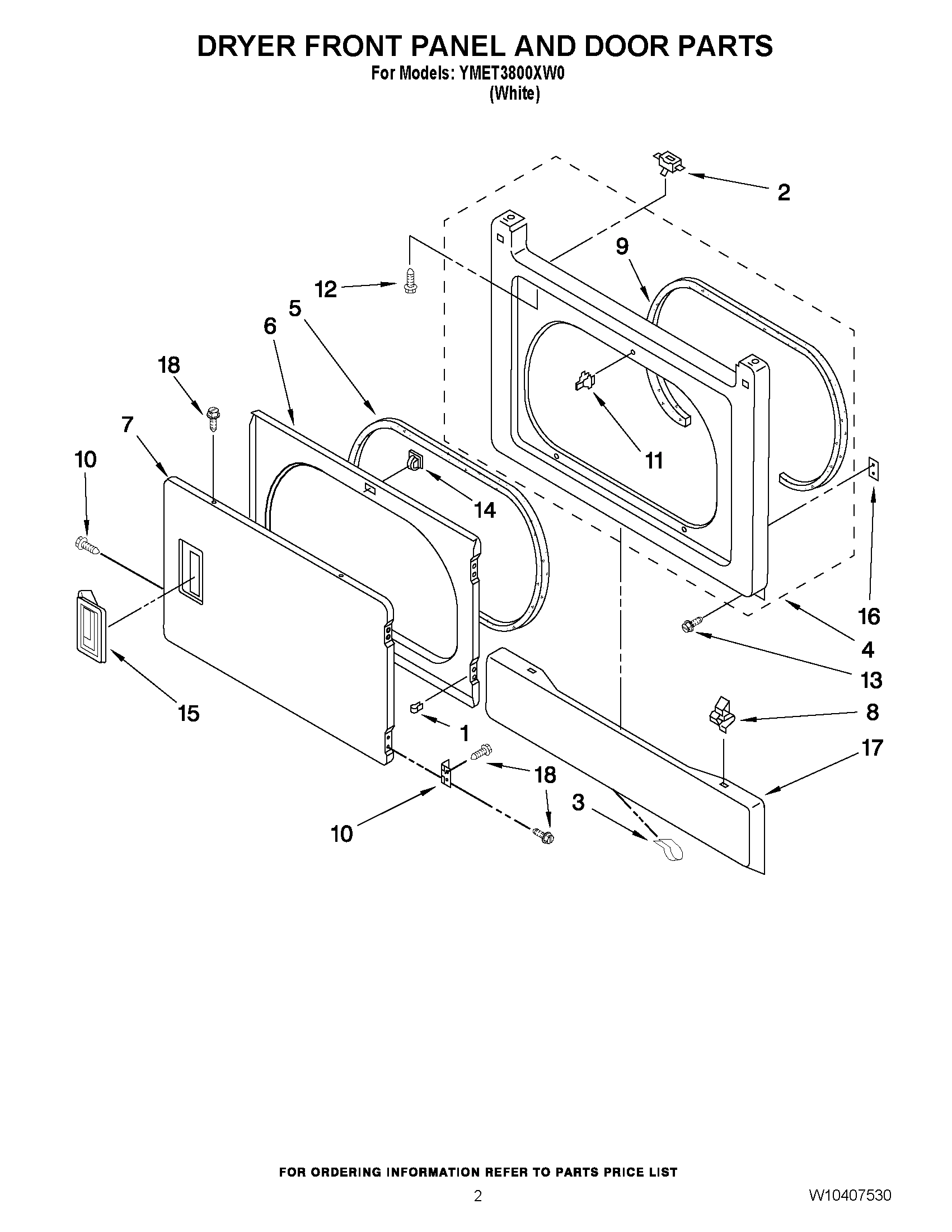 02 - DRYER FRONT PANEL AND DOOR PARTS