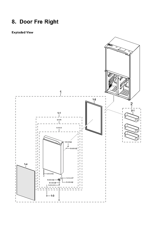 RIGHT FREEZER DOOR PARTS