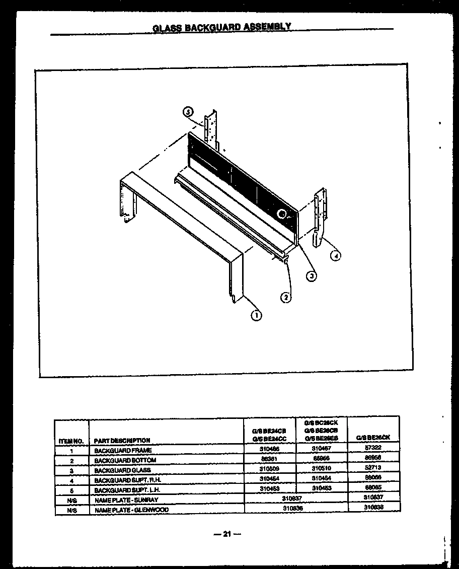 03 - GLASS BACKGUARD ASSY