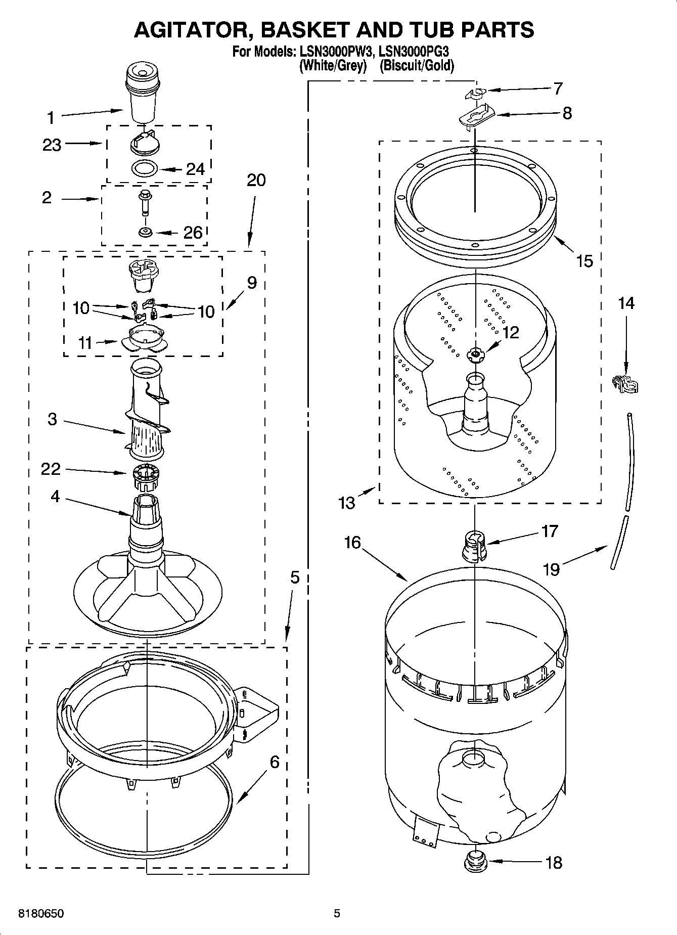 03 - AGITATOR, BASKET AND TUB PARTS