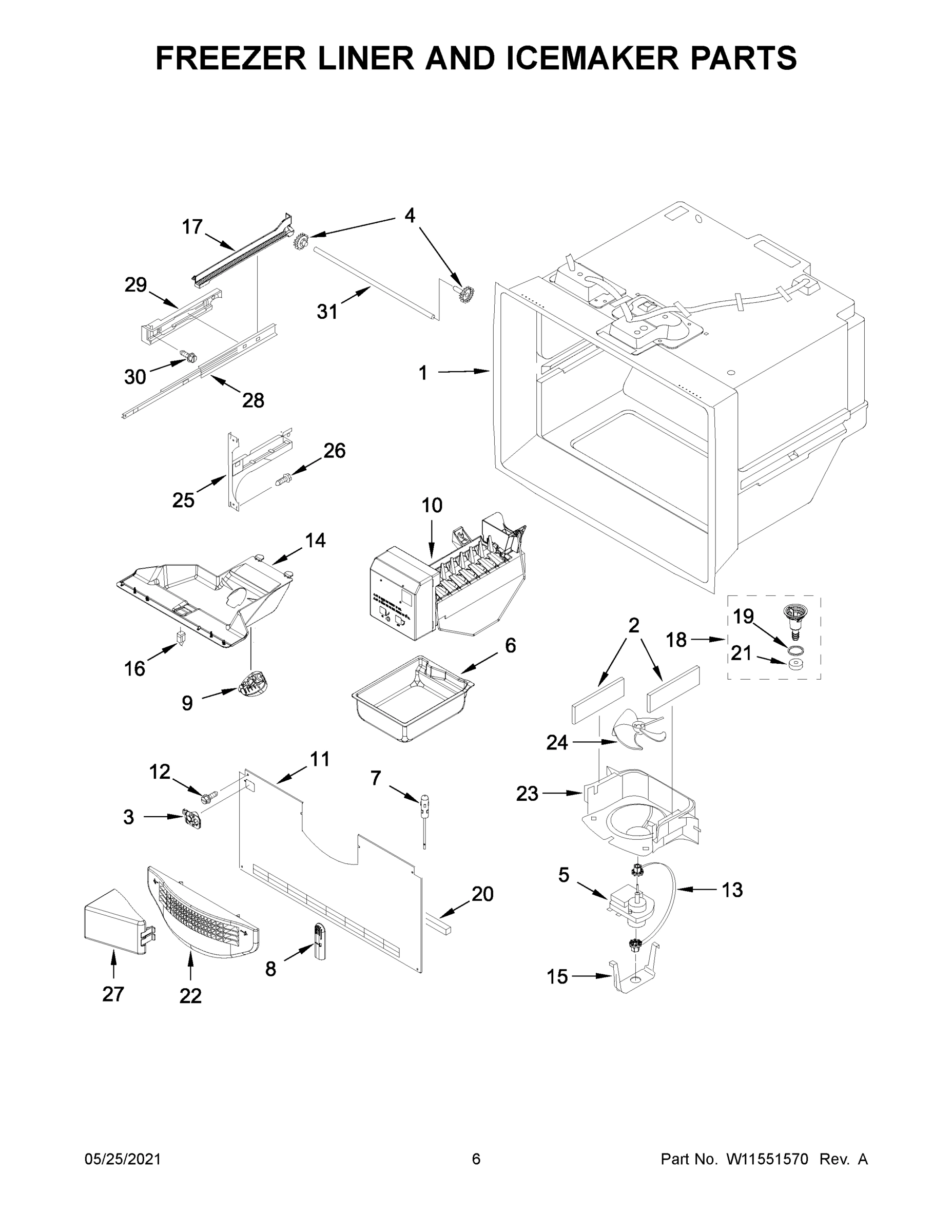 04 - FREEZER LINER AND ICEMAKER PARTS