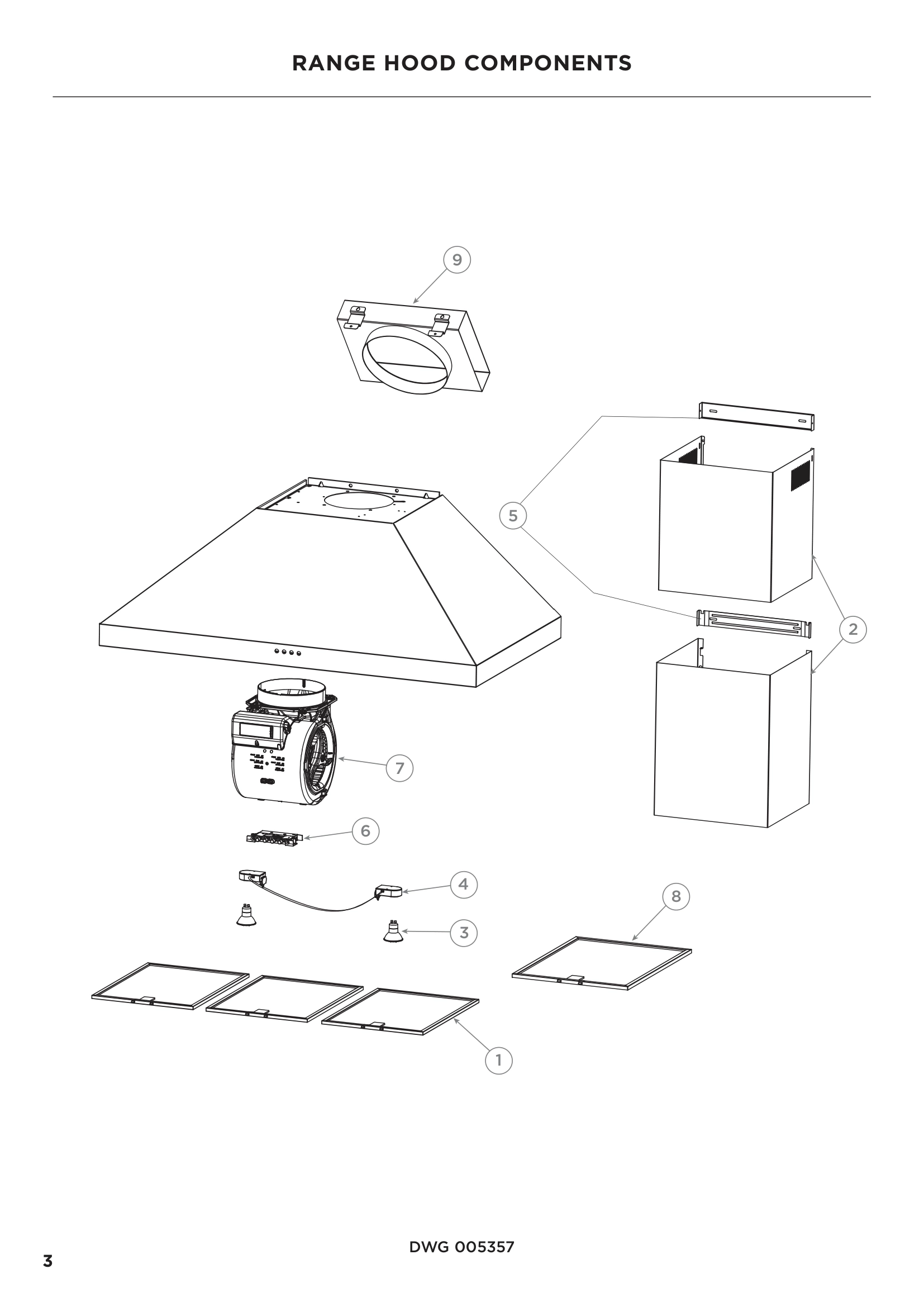 RANGE HOOD COMPONENTS