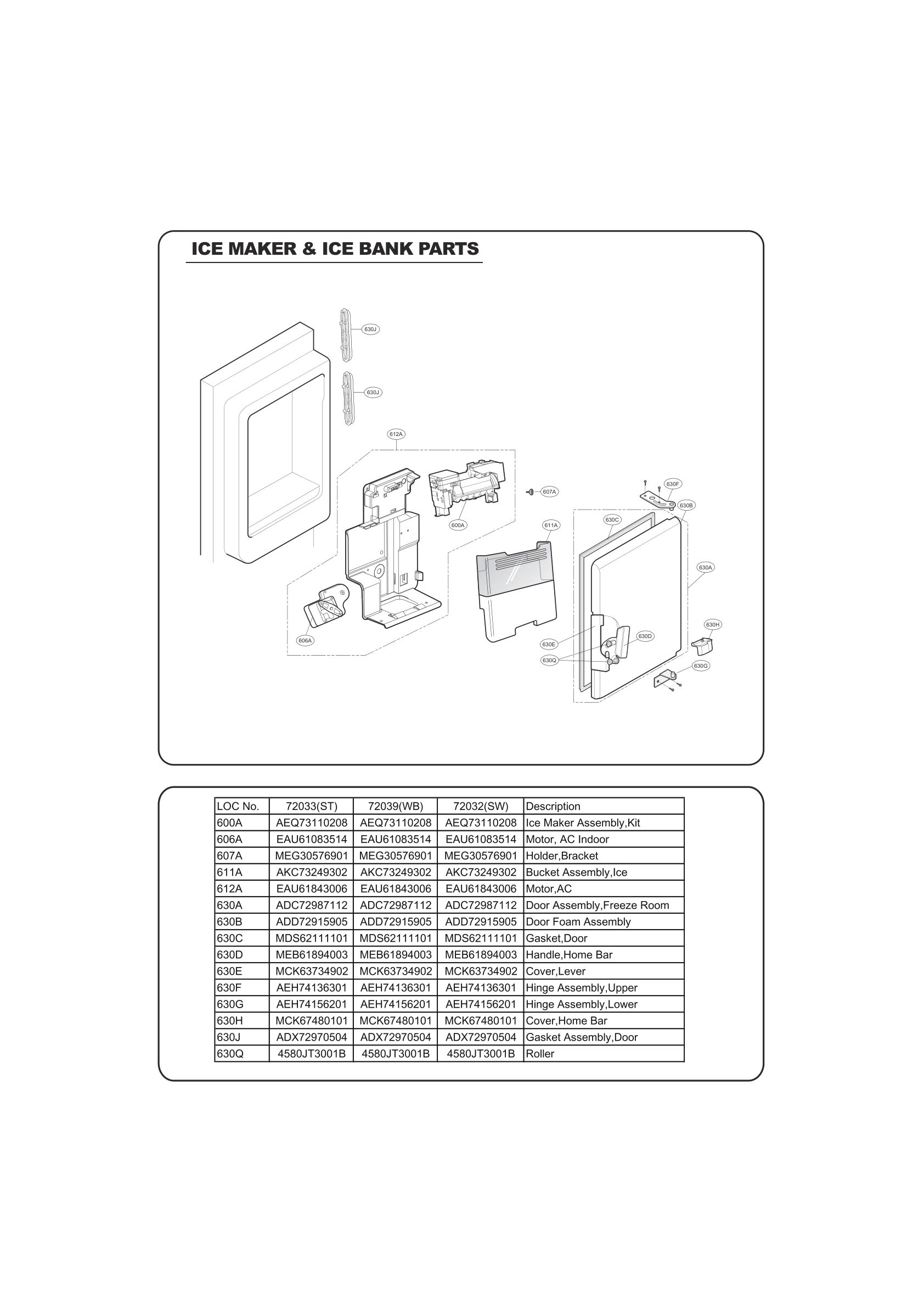 ICE MAKER & ICE BIN PARTS