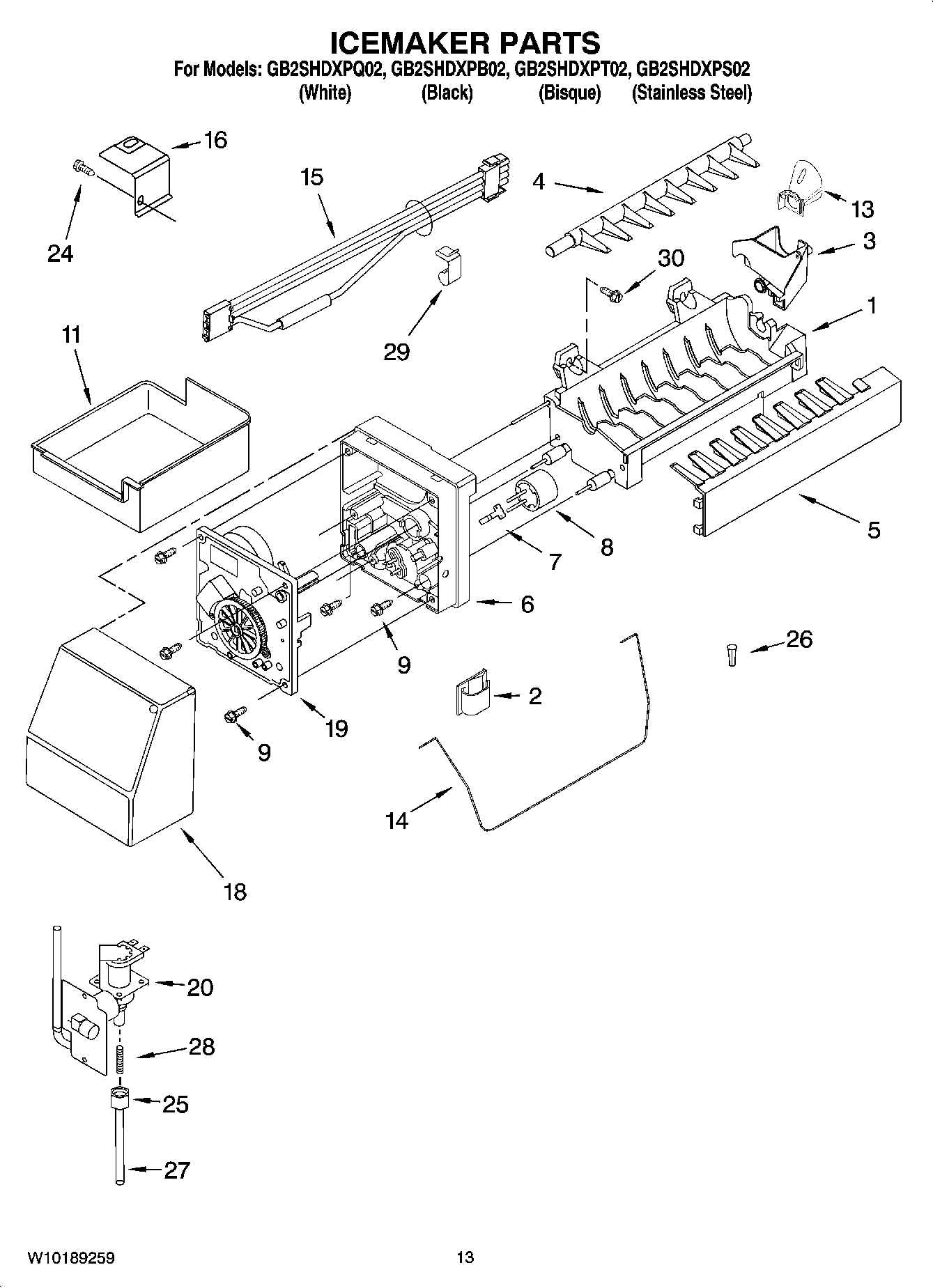 08 - ICEMAKER PARTS, OPTIONAL PARTS (NOT INCLUDED)