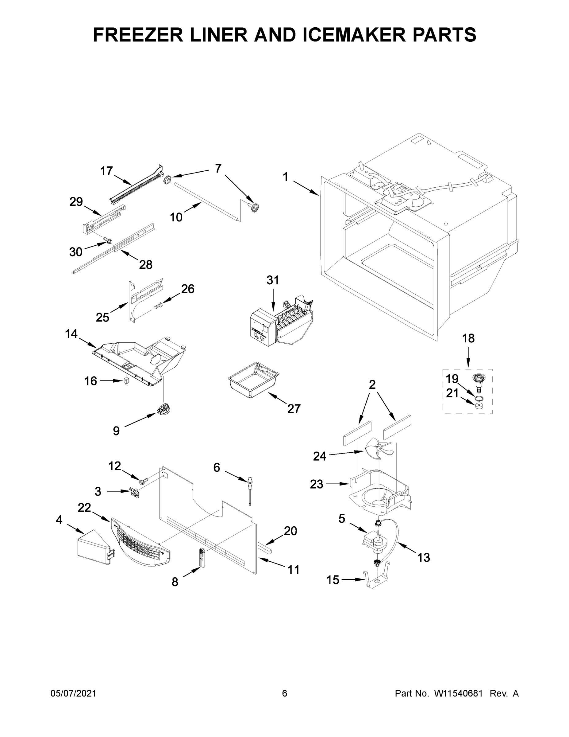 04 - FREEZER LINER AND ICEMAKER PARTS