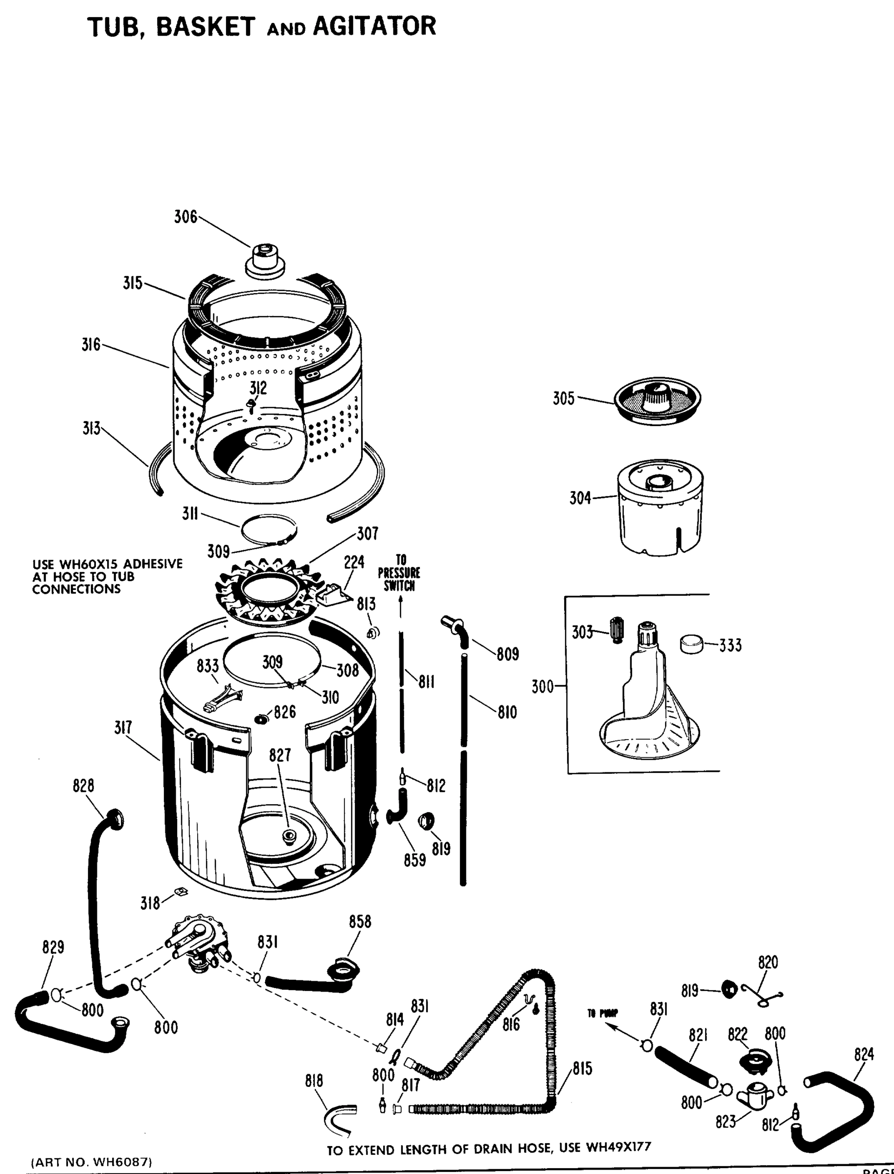 TUB, BASKET AND AGITATOR