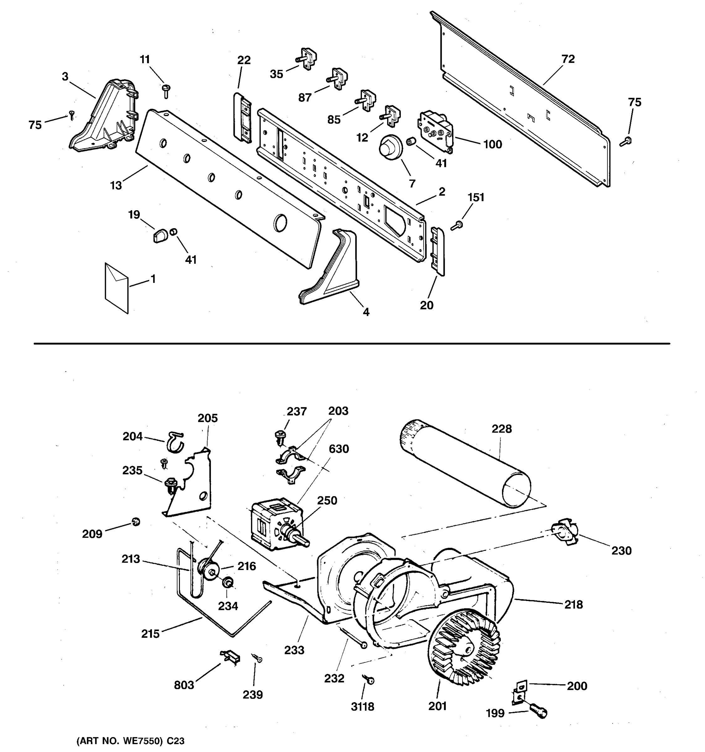 BACKSPLASH, BLOWER & MOTOR ASSEMBLY