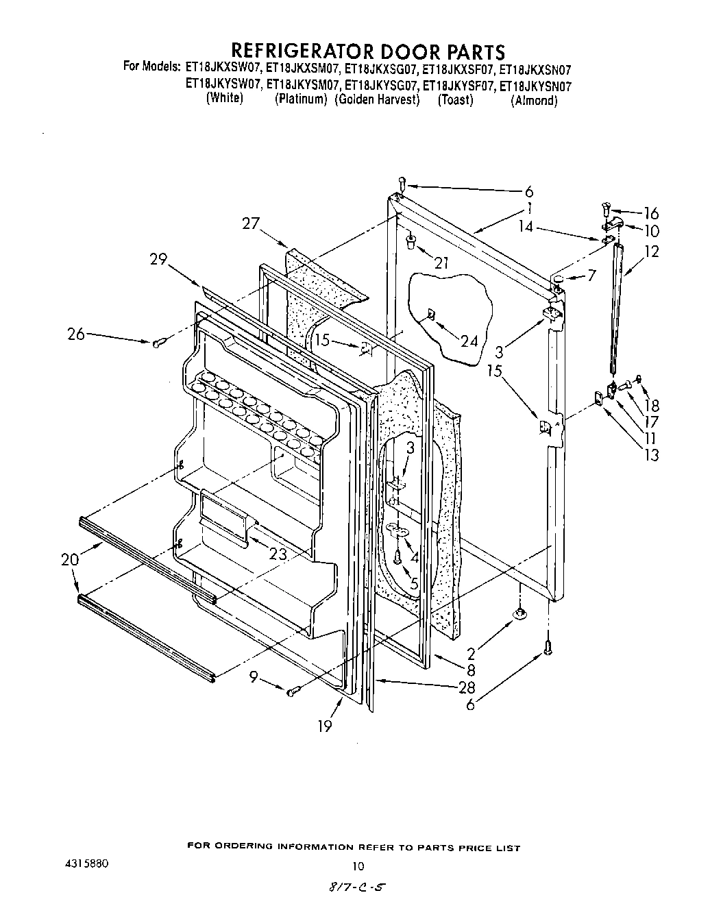 08 - REFRIGERATOR DOOR , NOT ILLUSTRATED