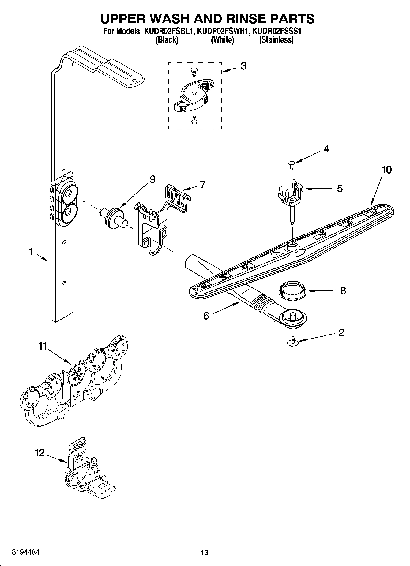 10 - UPPER WASH AND RINSE PARTS
