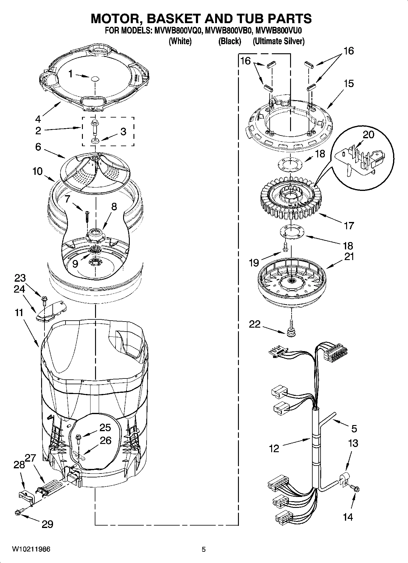 03 - MOTOR, BASKET AND TUB PARTS