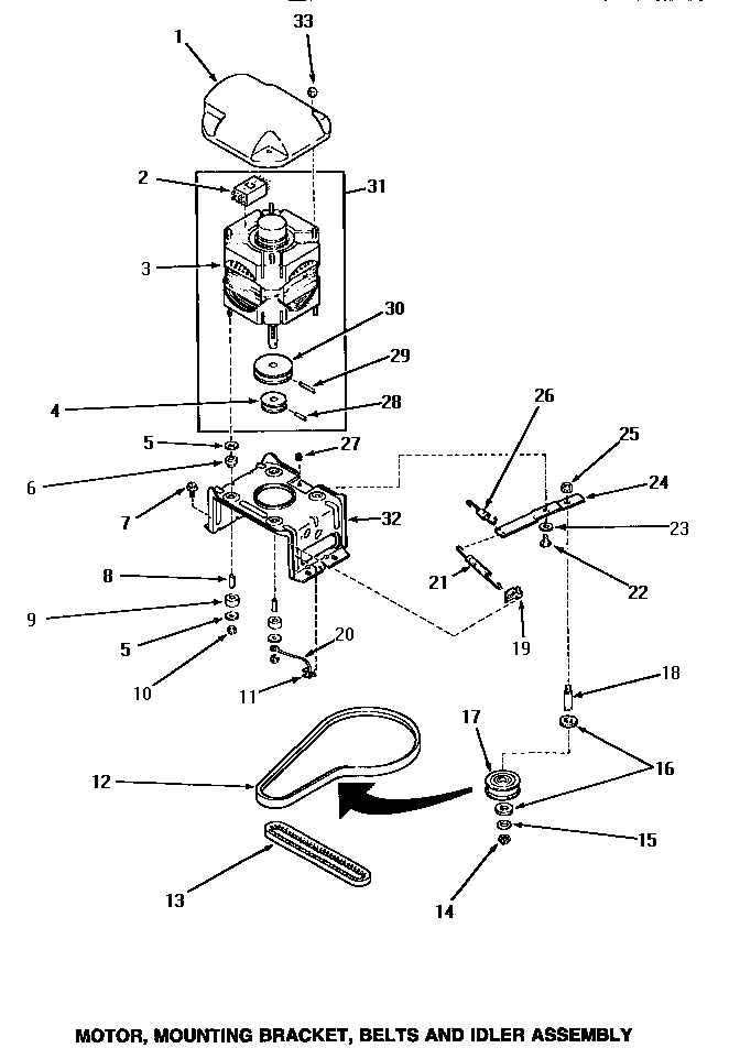 15 - MOTOR, MTG BRACKET, BELTS & IDLER ASSY