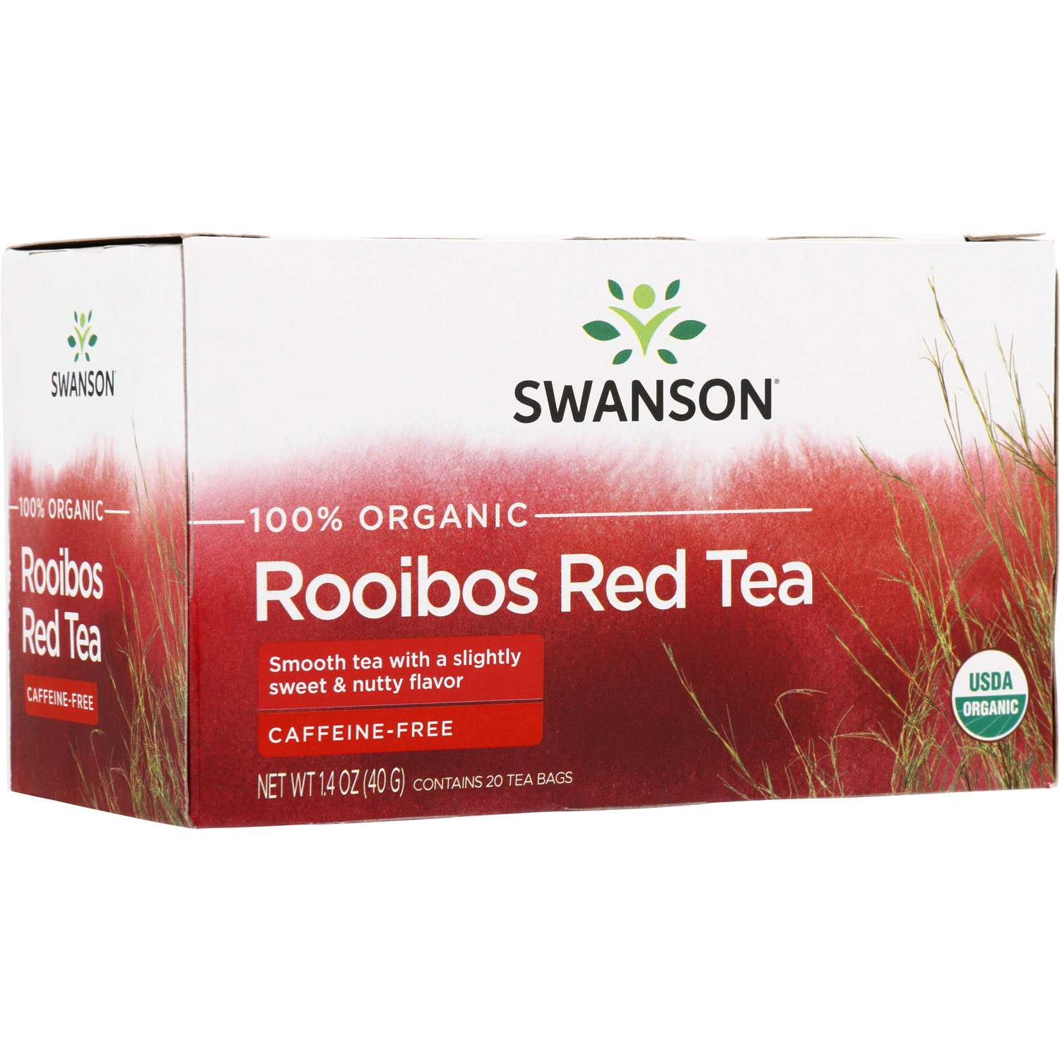 Swanson Vitamins 100% Organic Rooibos Red Tea - Caffeine Free | 20 Bags