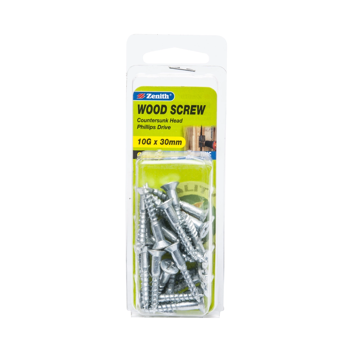 ZENITH® 10G x 30mm Zinc Plated Wood Screws – 25 Pack