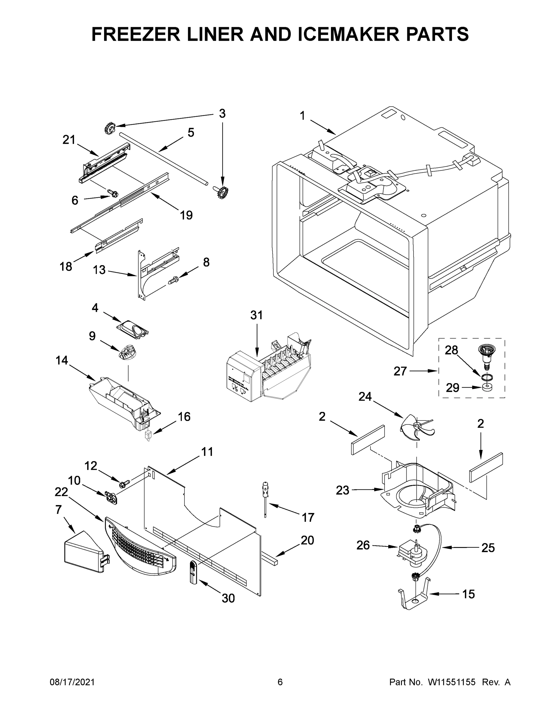 04 - FREEZER LINER AND ICEMAKER PARTS