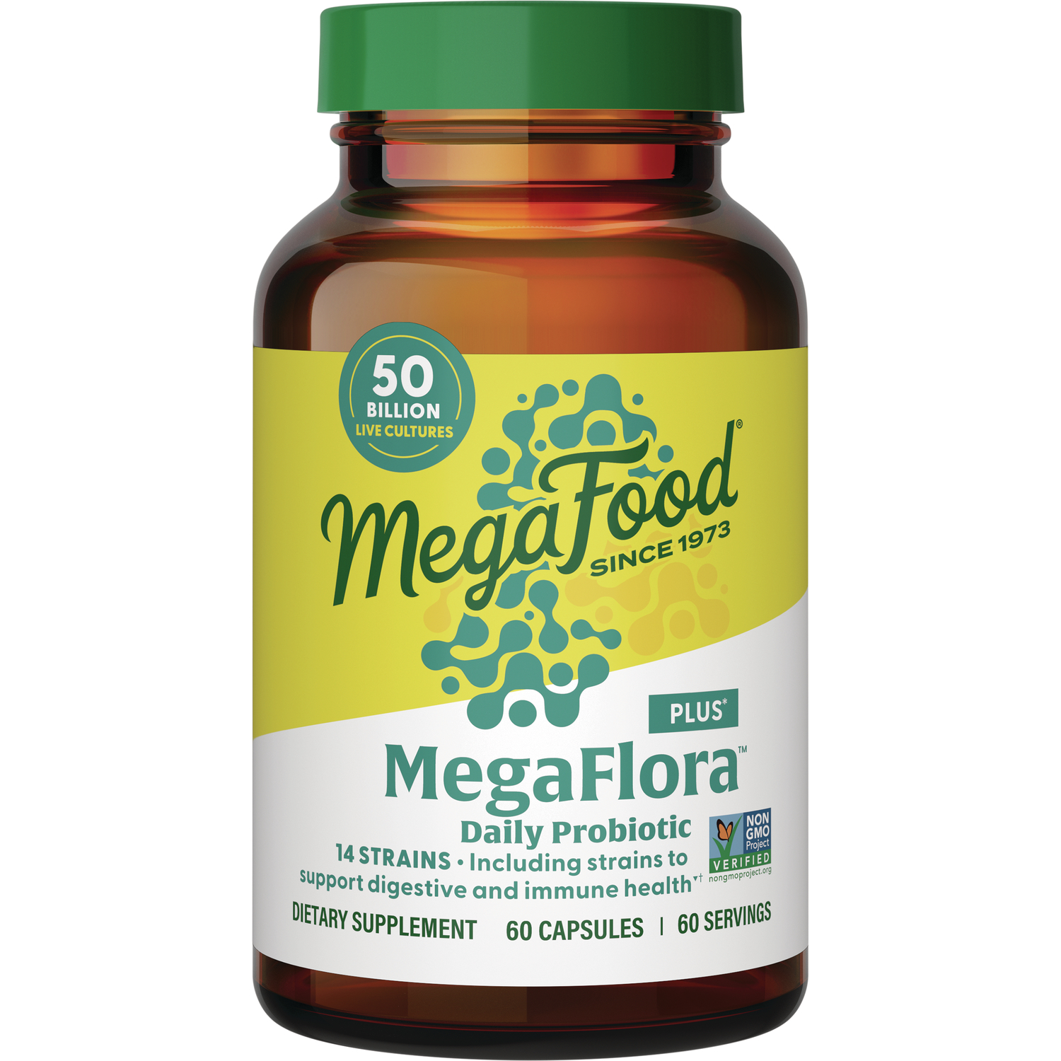 MegaFood Plus Megaflora Daily Probiotic Supplement Vitamin | 50 Billion CFU | 60 Caps