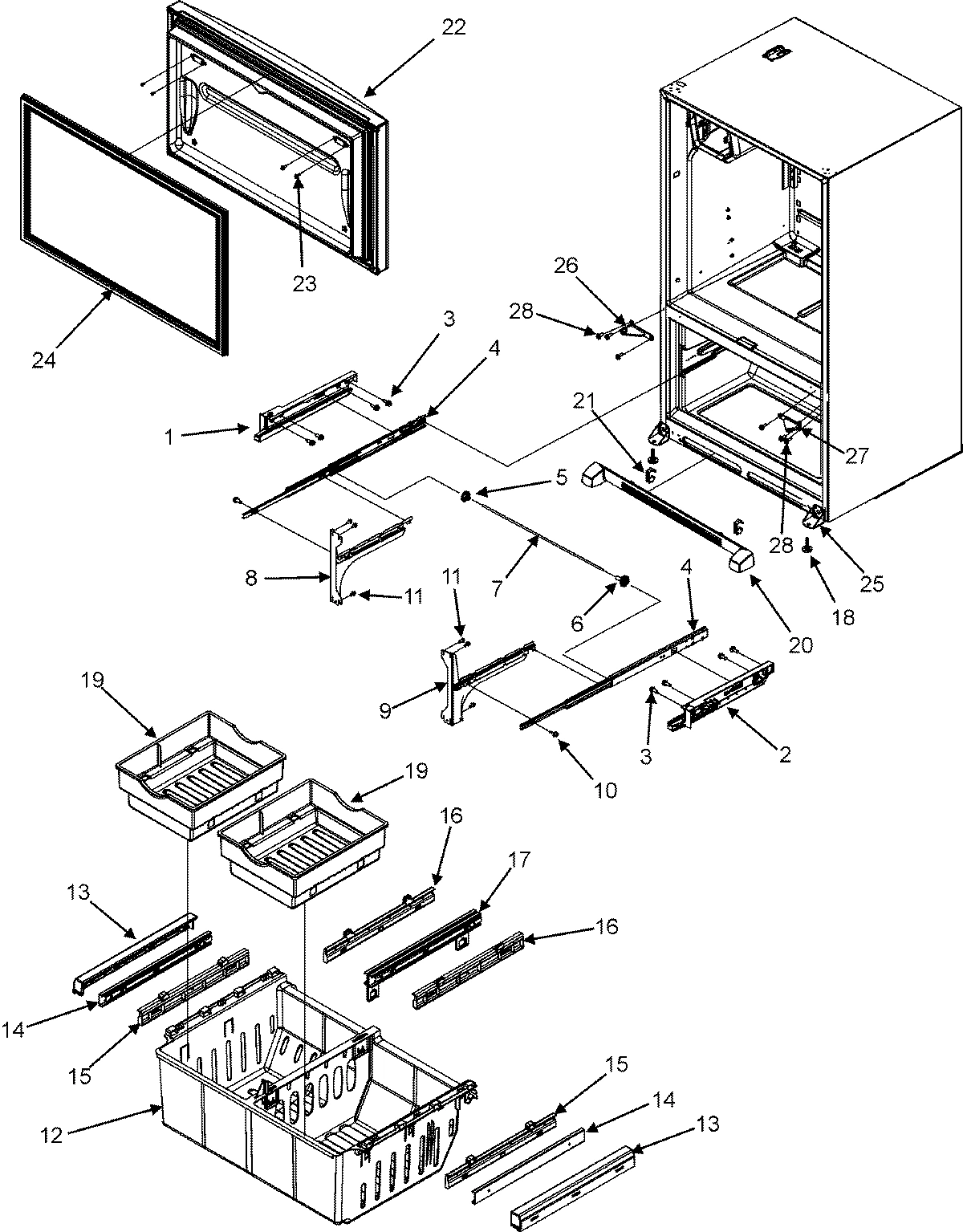 04 - FRZ DOOR/DRAWER/TOE GRILLE/CTR HINGE