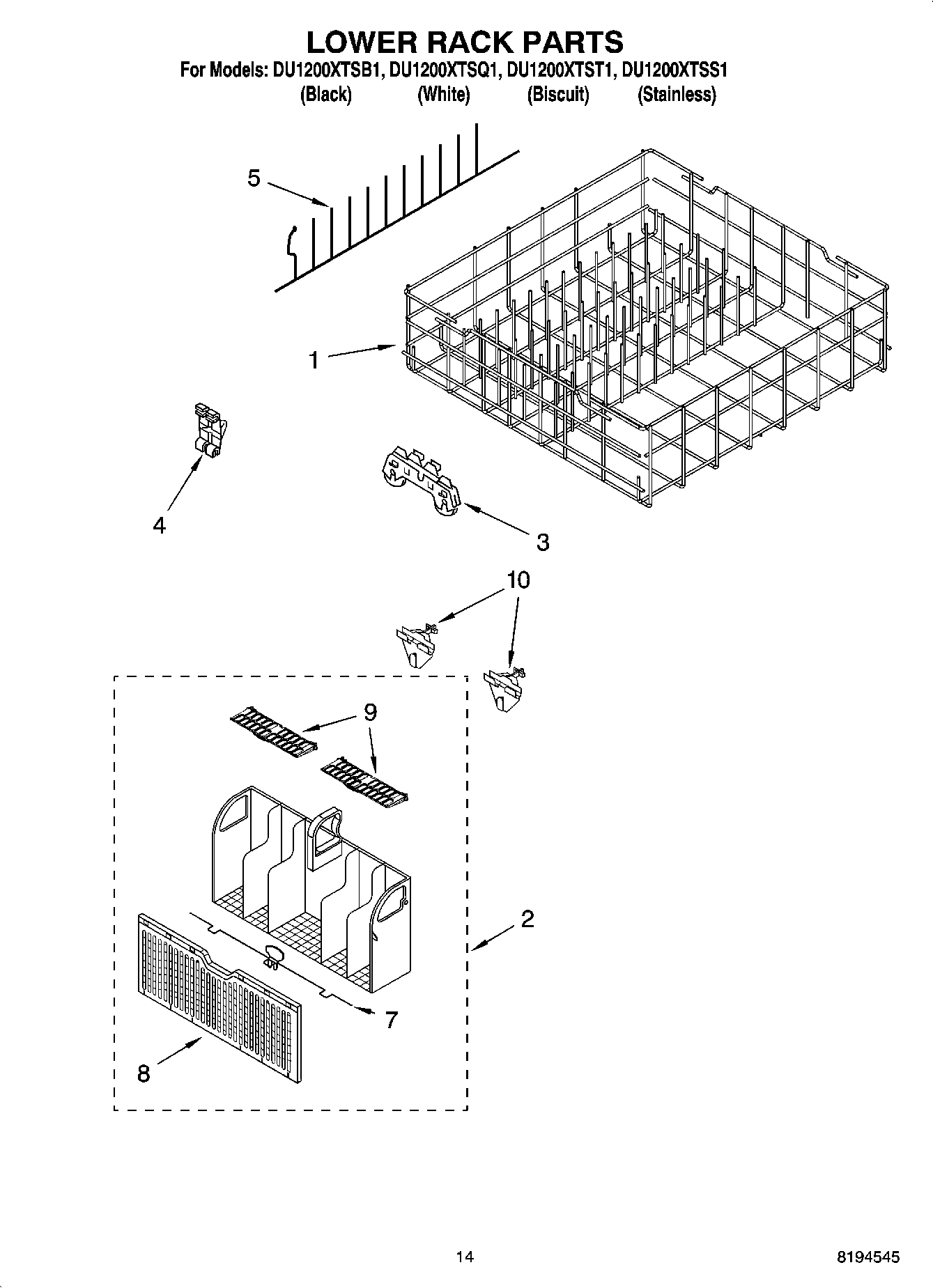 11 - LOWER RACK PARTS, OPTIONAL PARTS (NOT INCLUDED)
