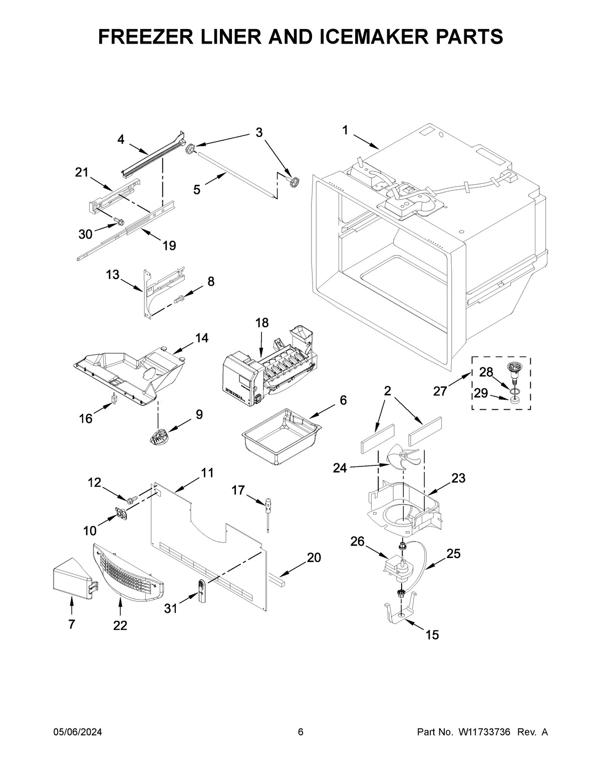 04 - FREEZER LINER AND ICEMAKER PARTS