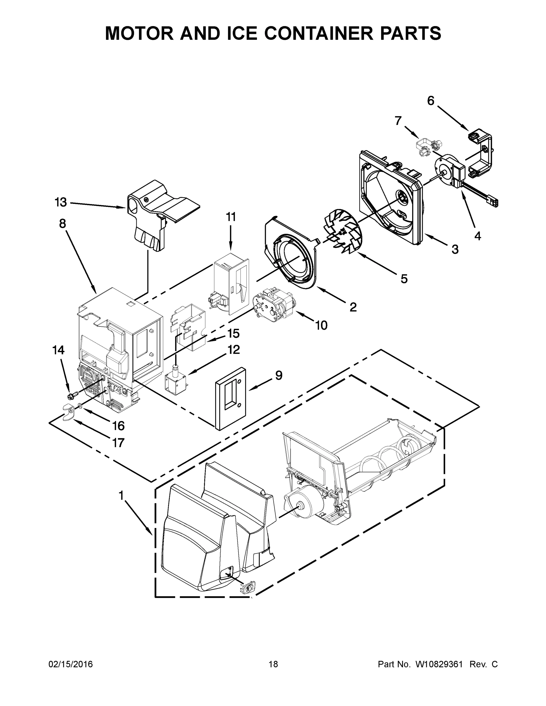 10 - MOTOR AND ICE CONTAINER PARTS