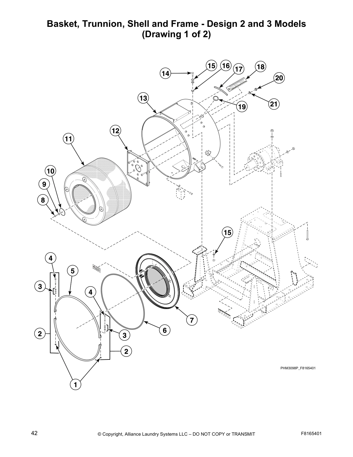 Basket, Trunnion, Shell and Frame - Design 2 and 3 Models
(Drawing 1 of 2)