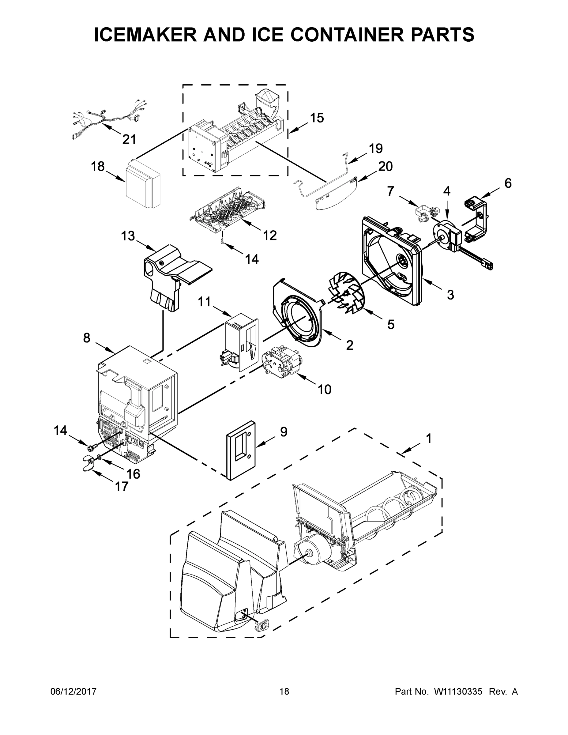10 - ICEMAKER AND ICE CONTAINER PARTS