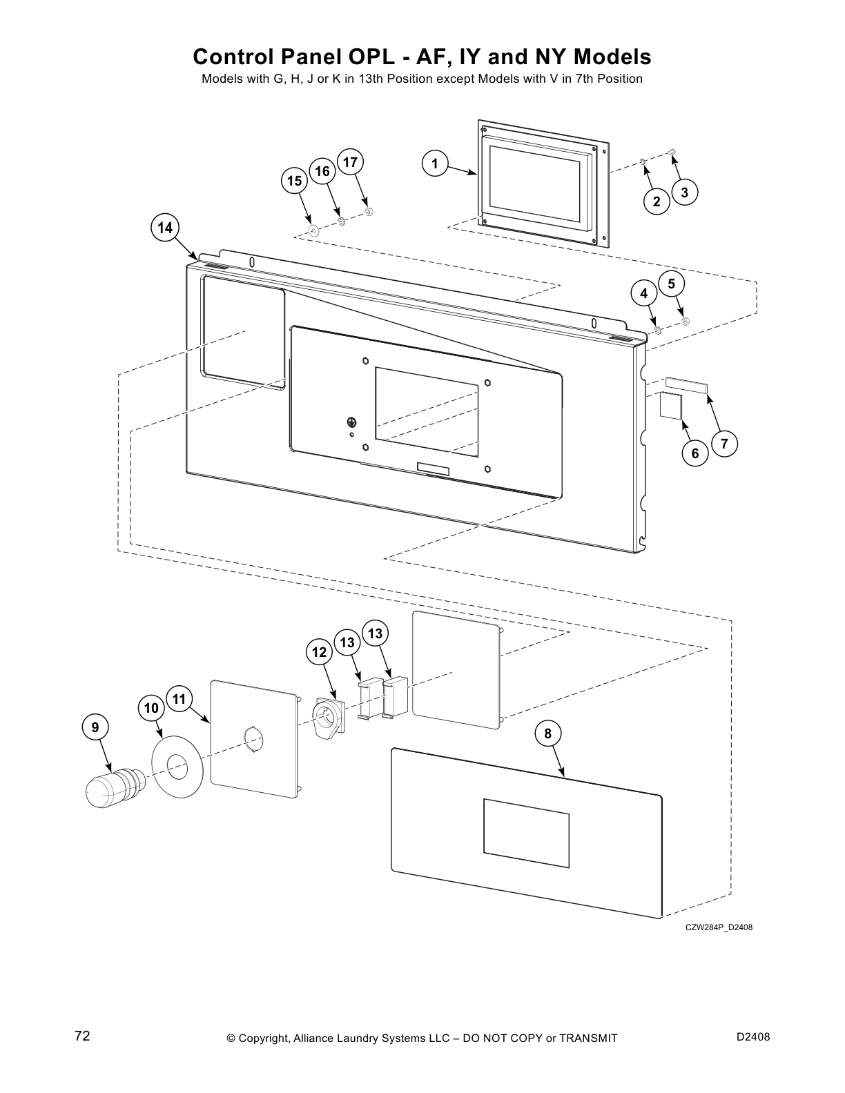 Control Panel OPL - AF, IY and NY Models