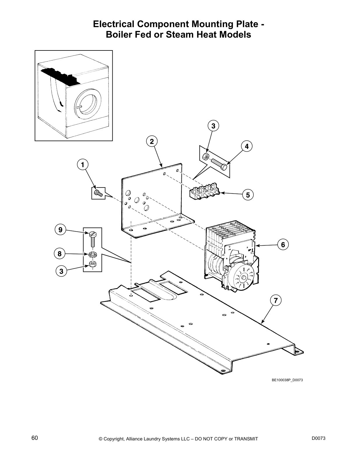 Electrical Component Mounting Plate -
Boiler Fed or Steam Heat Models