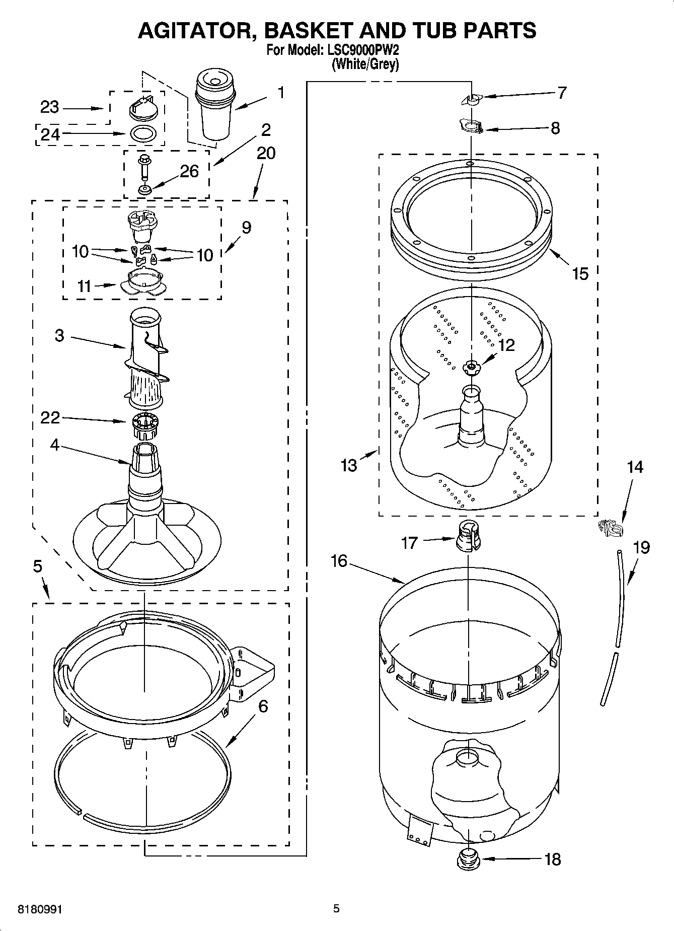 03 - AGITATOR, BASKET AND TUB PARTS