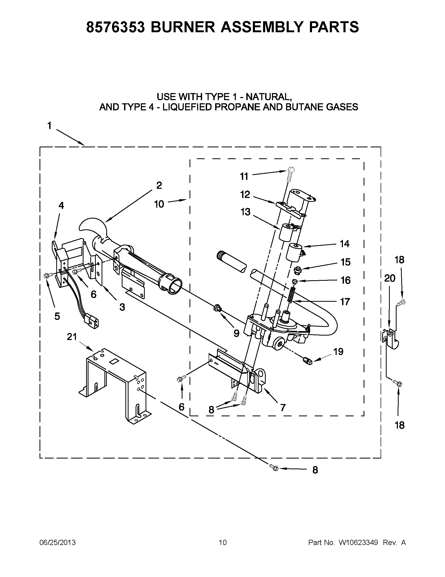 05 - 8576353 BURNER ASSEMBLY PARTS
