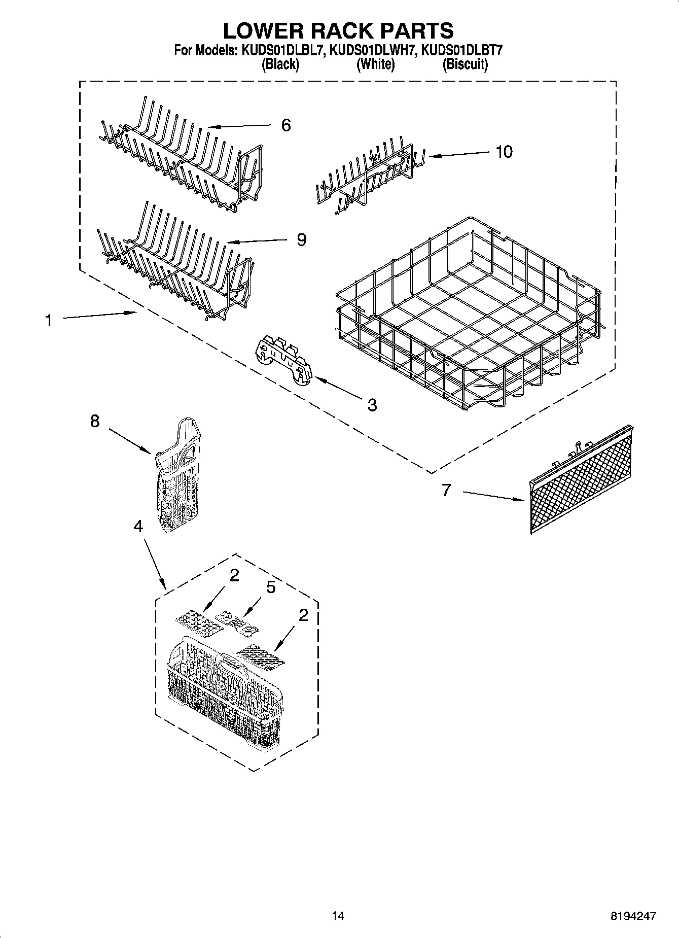 11 - LOWER RACK PARTS, OPTIONAL PARTS (NOT INCLUDED)