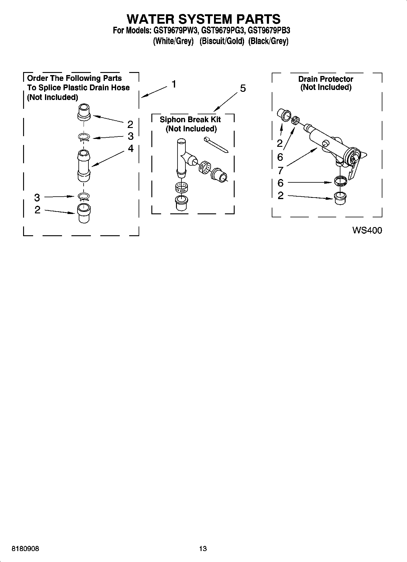 09 - WATER SYSTEM PARTS, OPTIONAL PARTS (NOT INCLUDED)
