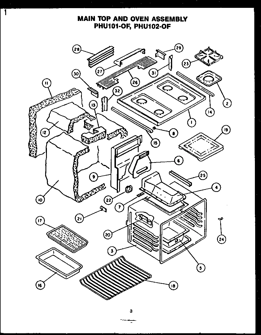 03 - MAIN TOP AND OVEN ASSY