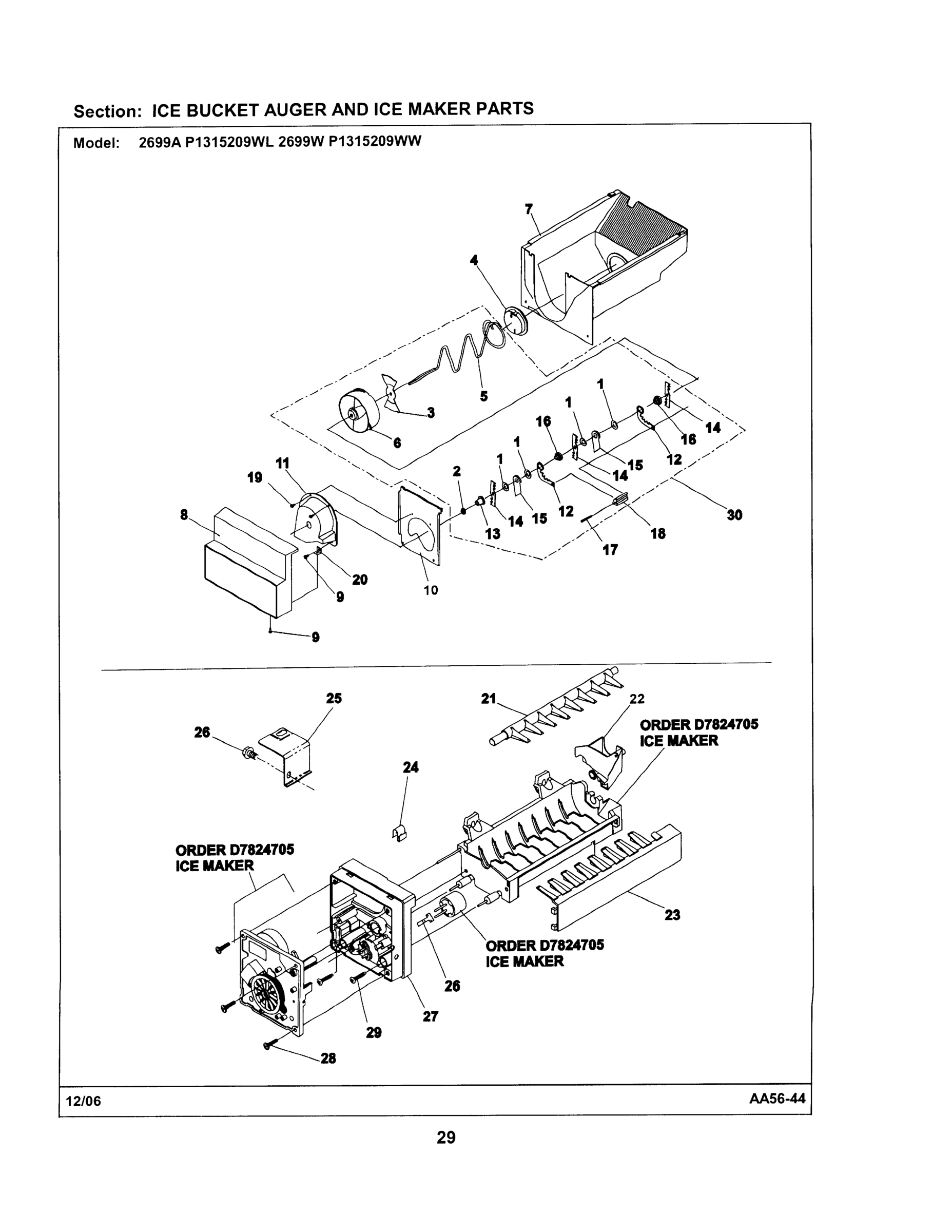 13 - ICE BUCKET AUGER/ ICE MAKER