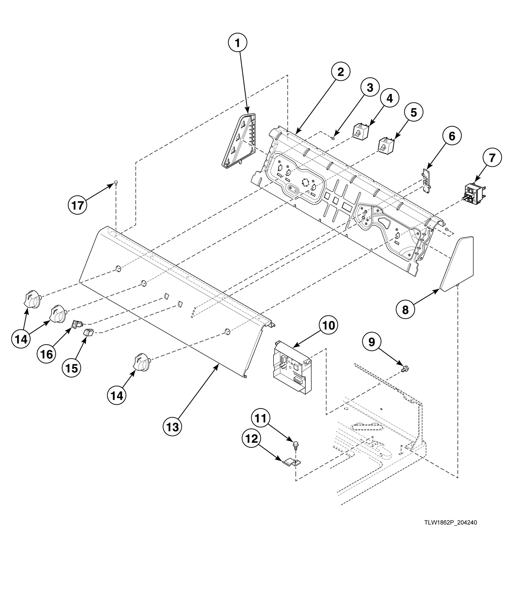 Graphic Panel, Control Support Panel and Controls Through Serial Nos. Beginning 1809