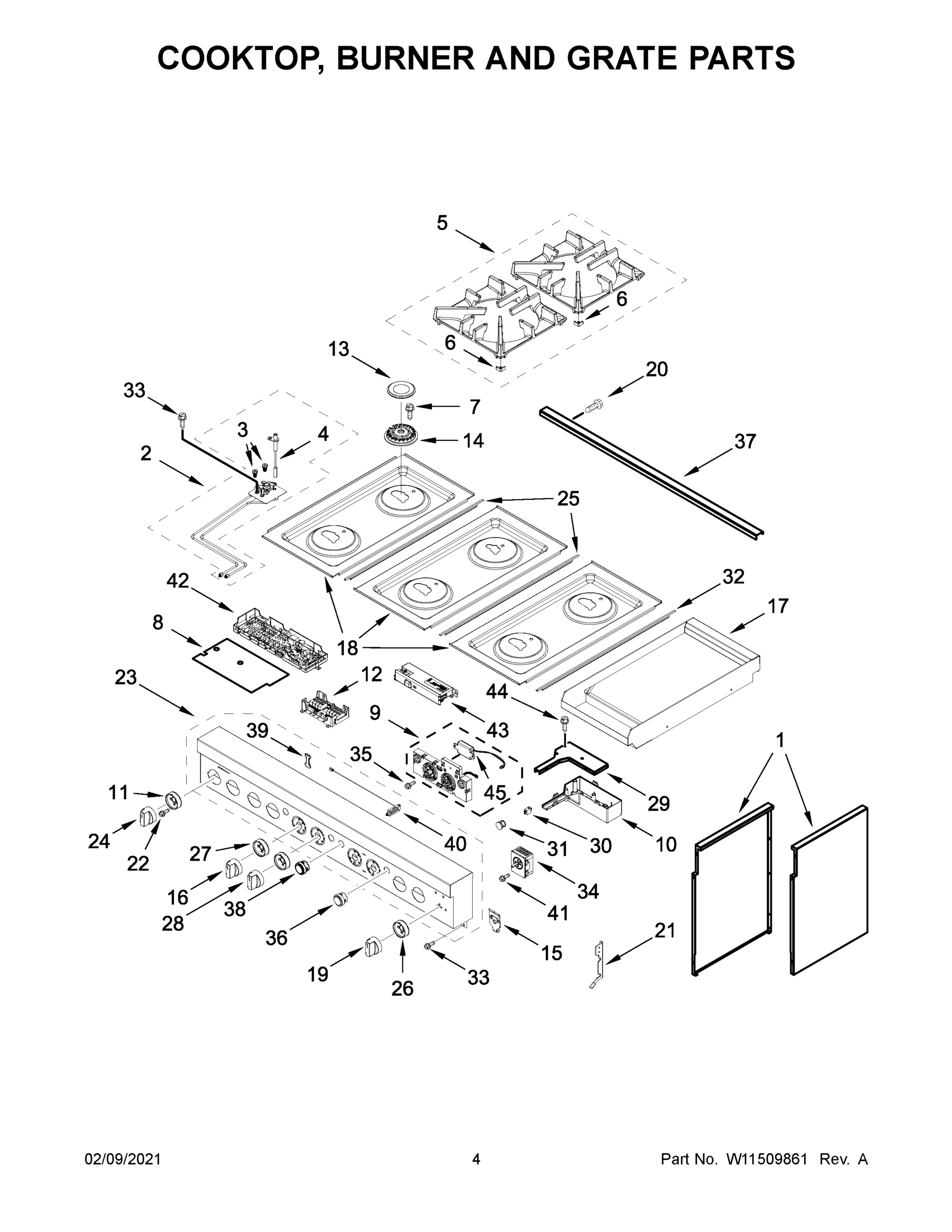 03 - COOKTOP, BURNER AND GRATE PARTS