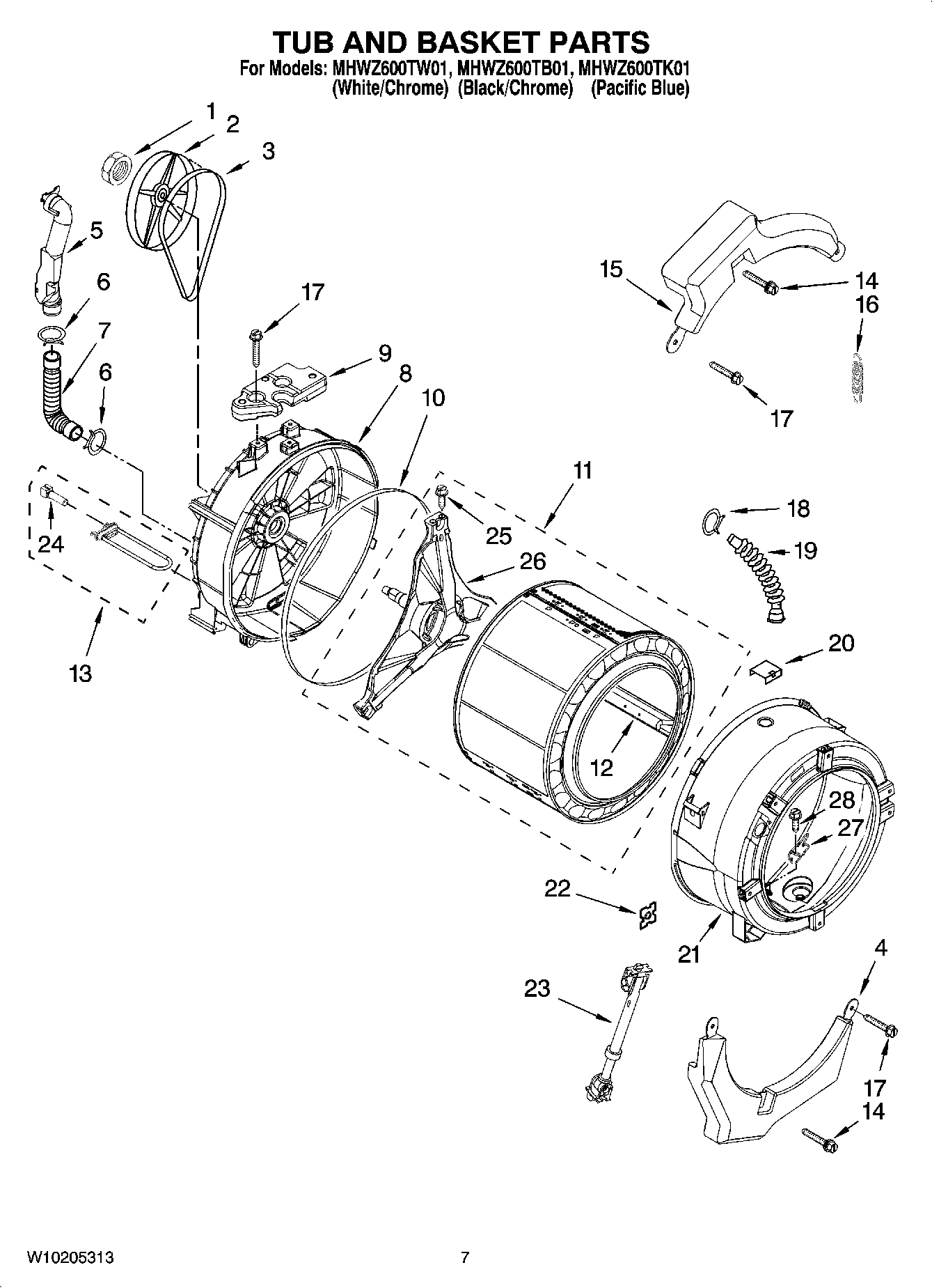 06 - TUB AND BASKET PARTS, OPTIONAL PARTS (NOT INCLUDED)