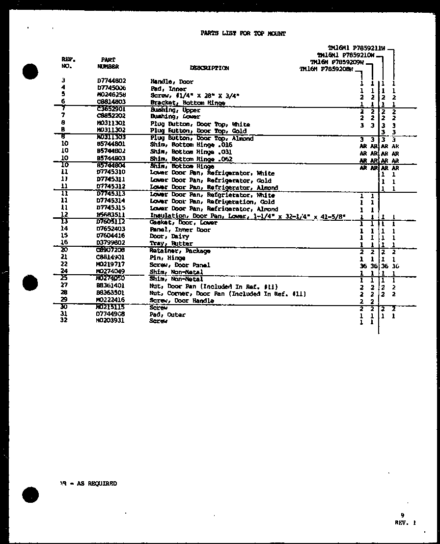 05 - REF DOOR PARTS