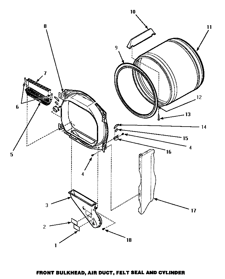 04 - FR BLKHD, AIR DUCT, FELT SEAL & CYLINDER