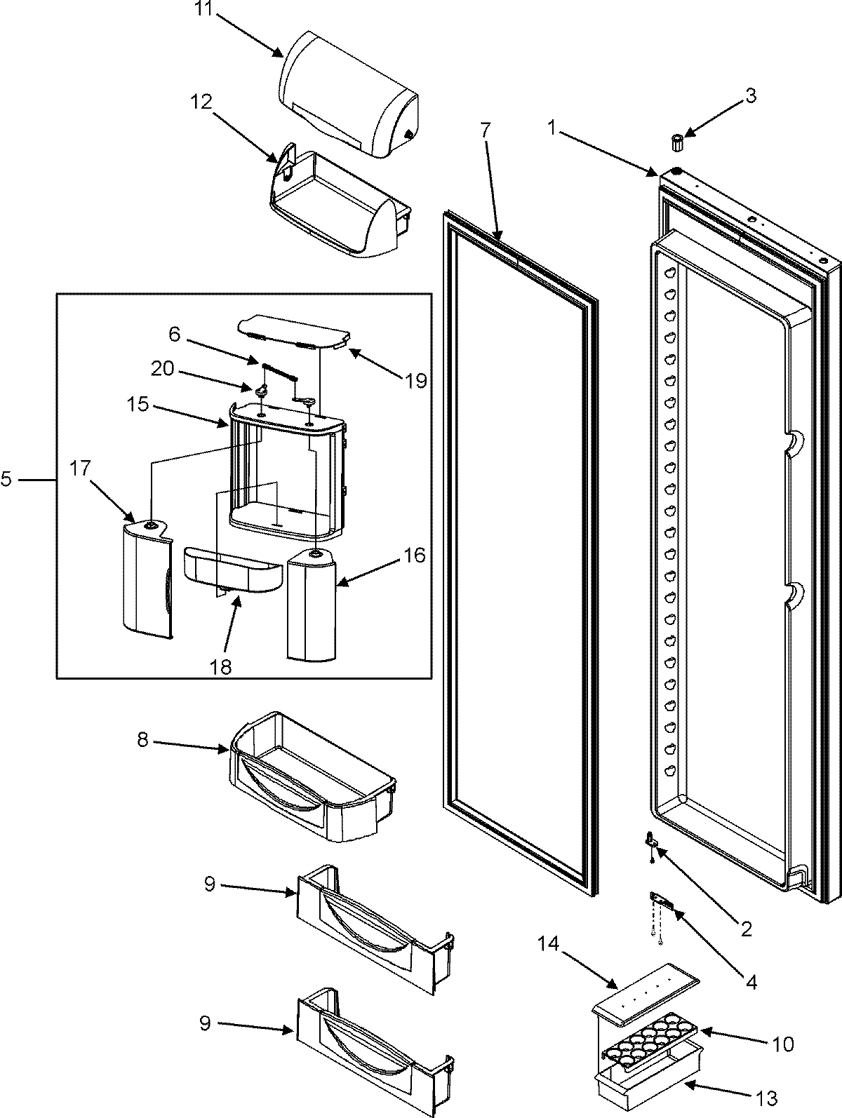 15 - REFRIGERATOR DOOR (GC2227HEK3/5/9)