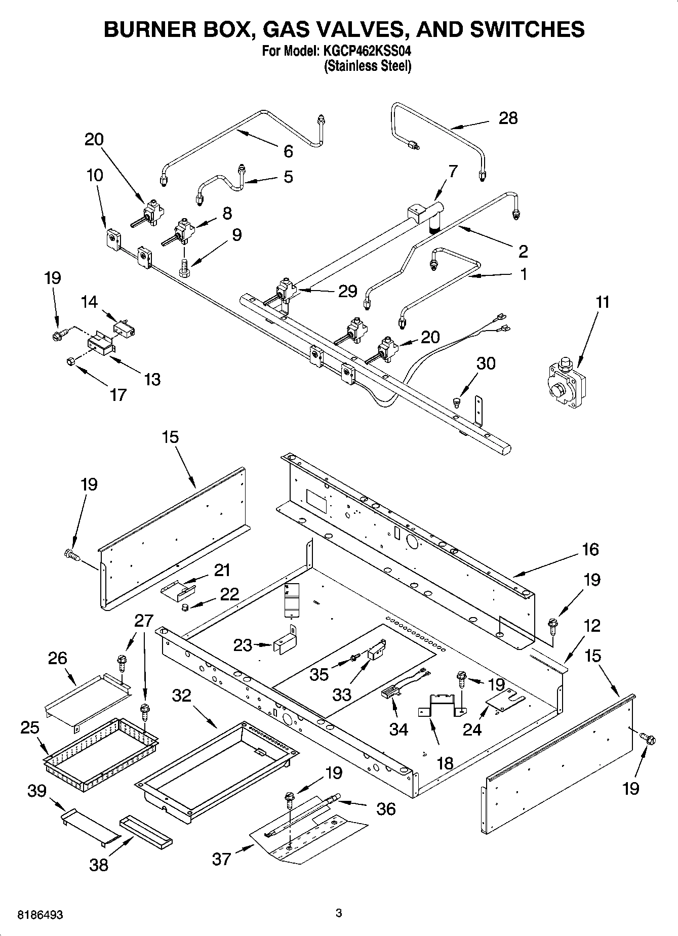 02 - BURNER BOX, GAS VALVES, AND SWITCHES, OPTIONAL PARTS