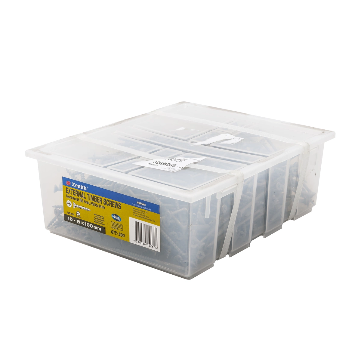 ZENITH® 10G x 100mm Galvanised Timber Screws (Phillips Drive) – 500 Pack