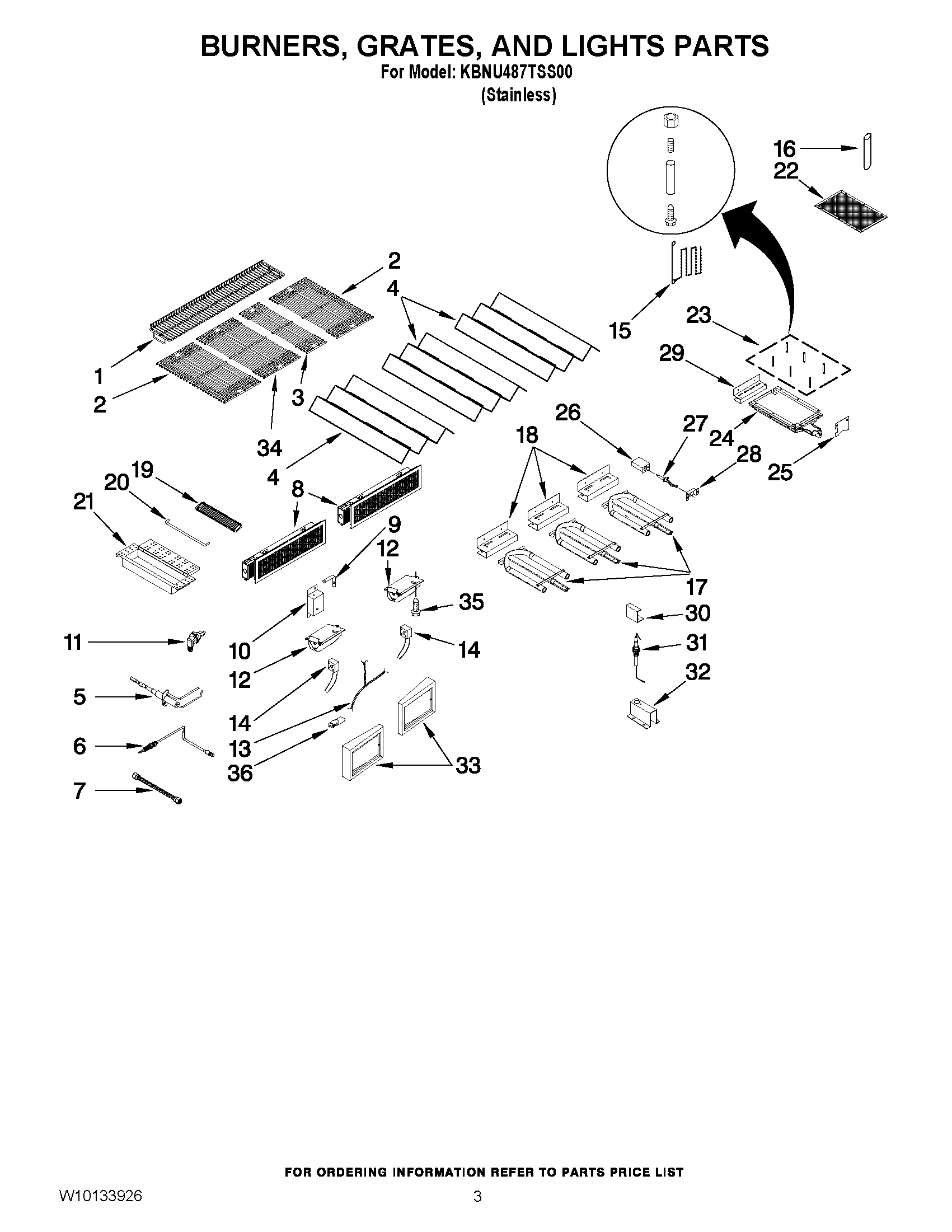 02 - BURNERS, GRATES, AND LIGHTS PARTS
