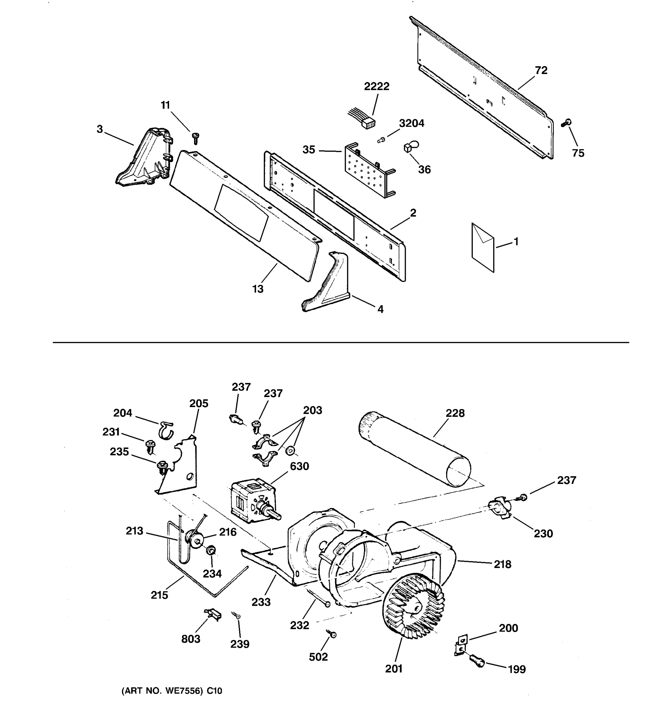 BACKSPLASH, BLOWER & MOTOR ASSEMBLY